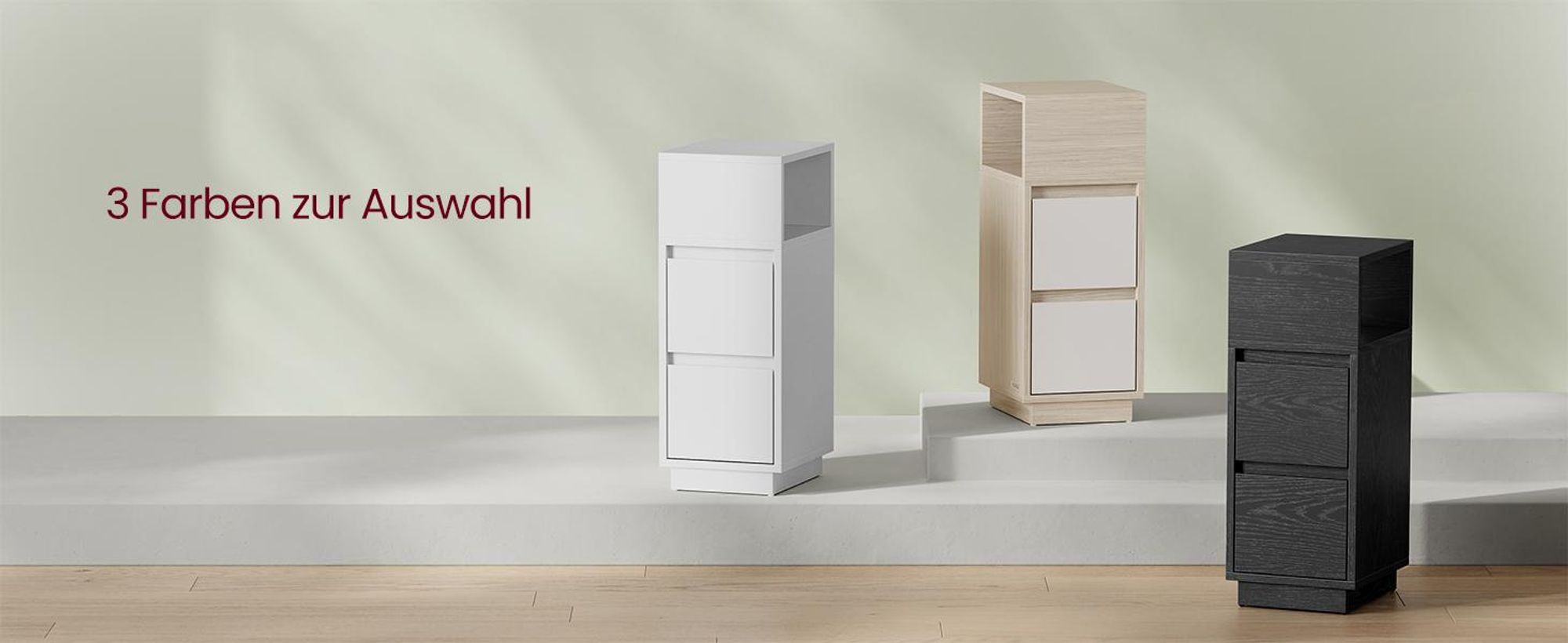 VASAGLE Nachttisch 2er Set, schmal, Beistelltisch mit 2 Schubladen, offenes Fach