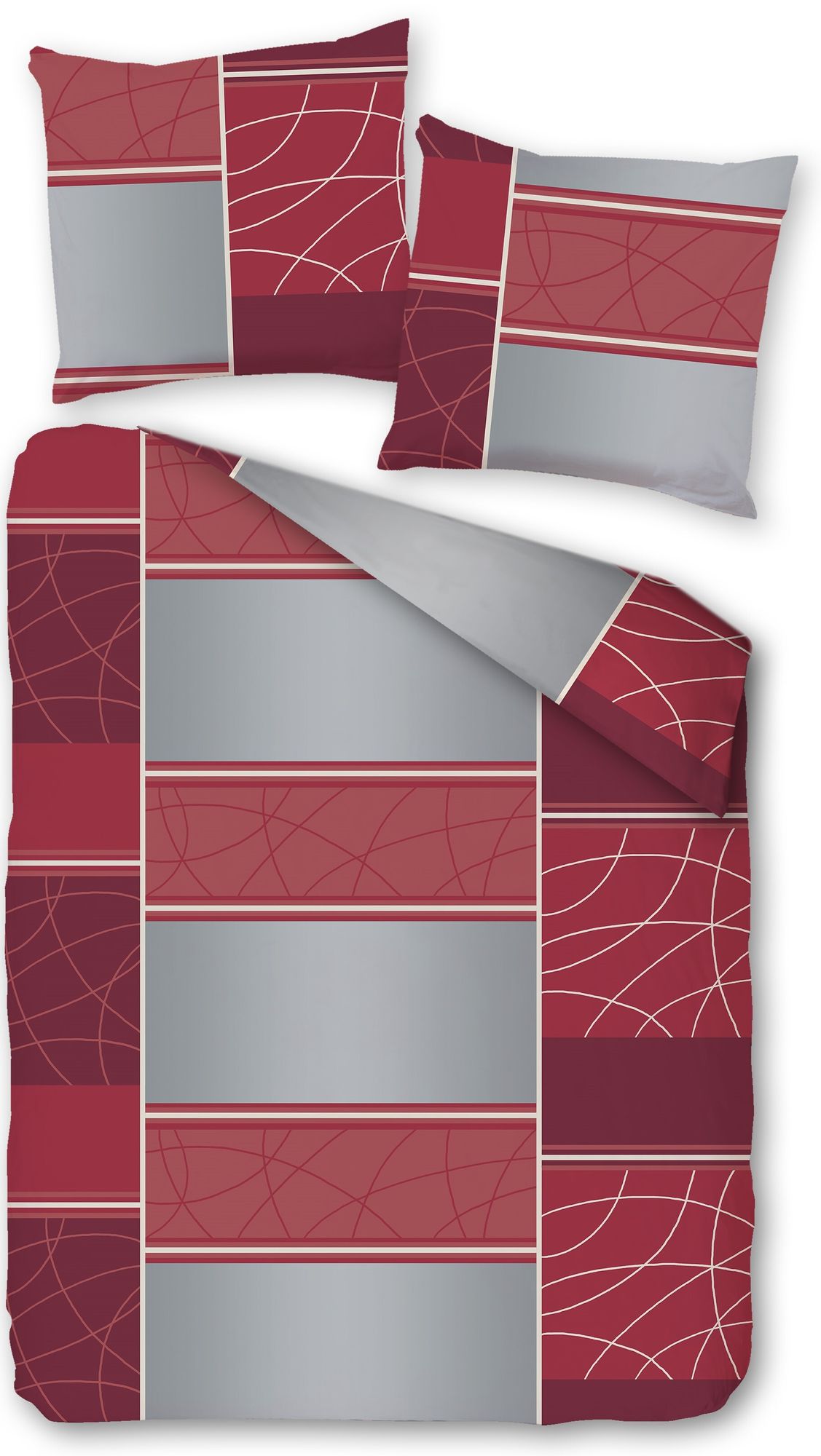 Bettwäsche Winter Biber Baumwolle Feinbiber 135x200 + 80x80 cm mit Reißverschluss Größe: 2 teilig Design: Karo Bordeaux