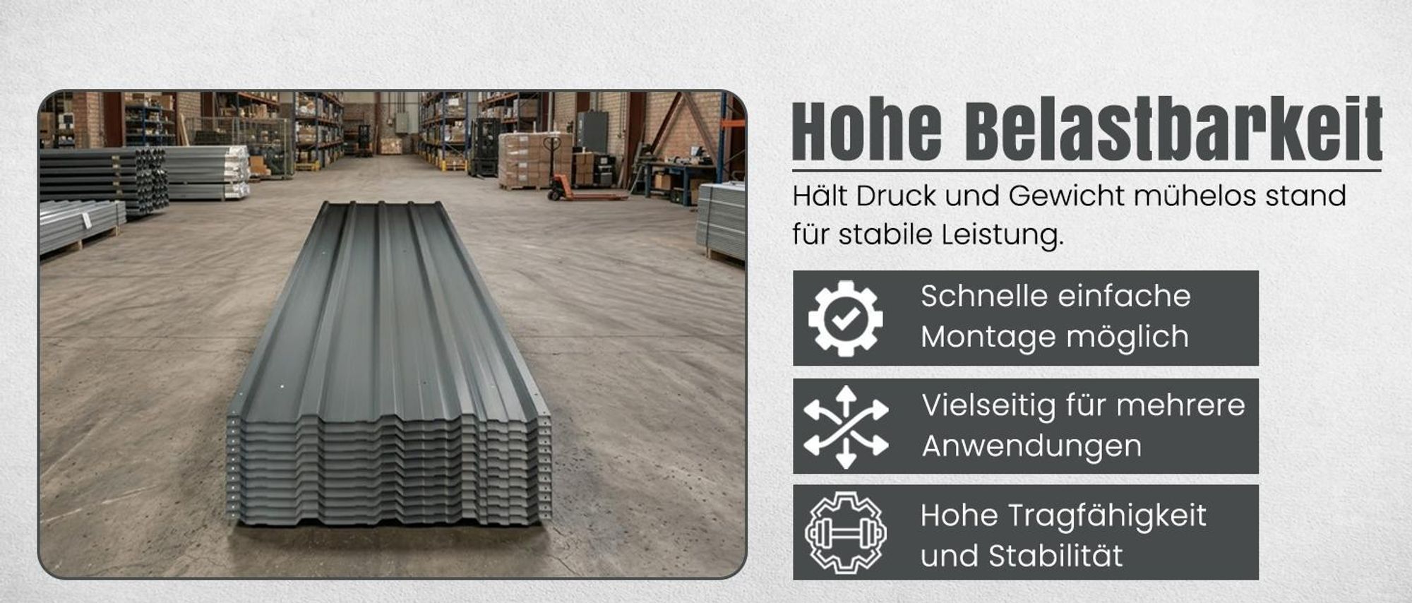 LP Projekt Trapezblech 12er Set – Profilblech 115x46cm (6,35m²) anthrazit – Dachplatten verzinkt aus Metall & Stahlblech – für Carport, Dach, Garage, Geräteschuppen, Wandverkleidung, Überdachung