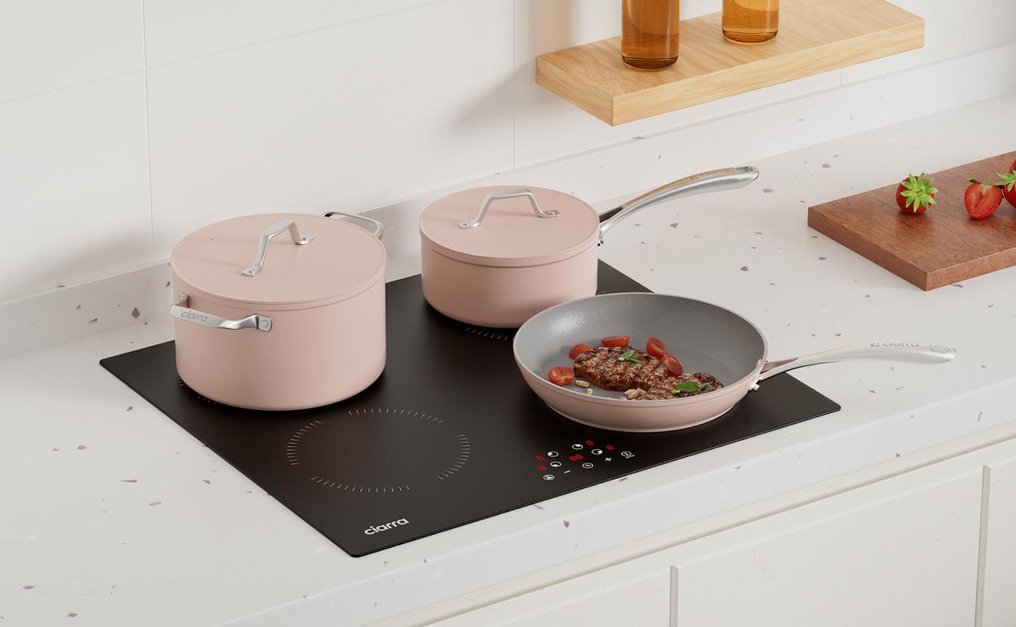 CIARRA Table de cuisson à induction encastrable 60 cm Plans de cuisson 4 zones 6000W VM4BIH-A