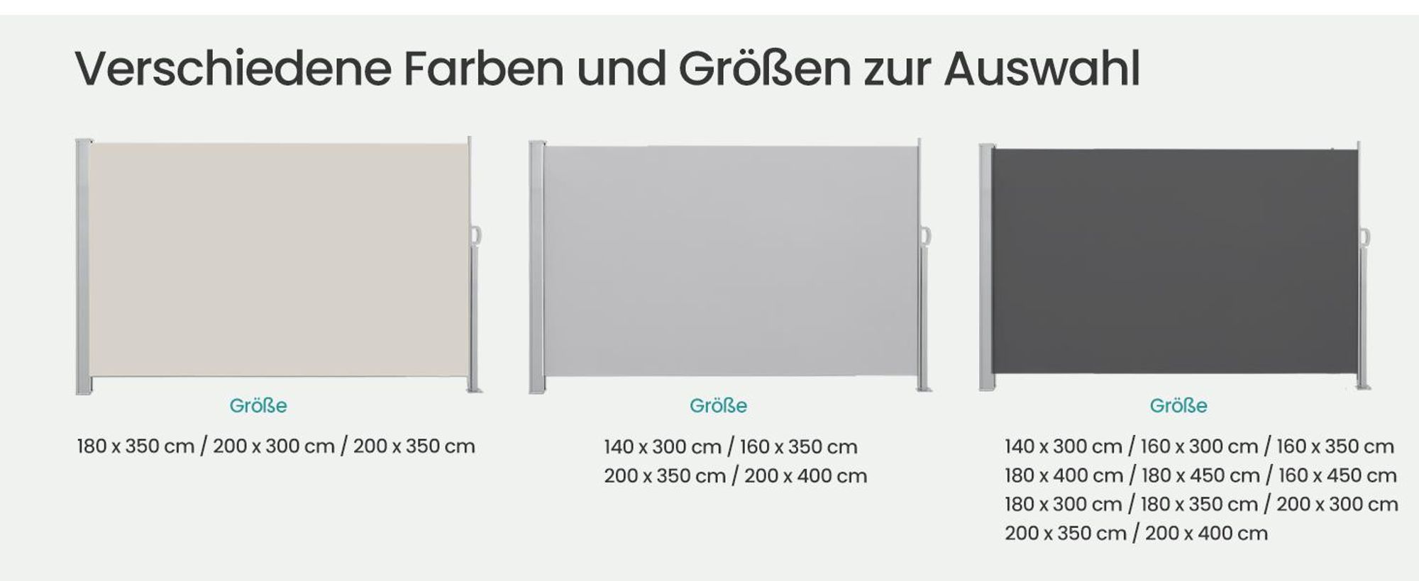 SONGMICS Seitenmarkise Stahl 500 x 180 cm ausziehbar, rostbeständig Sonnenschutz