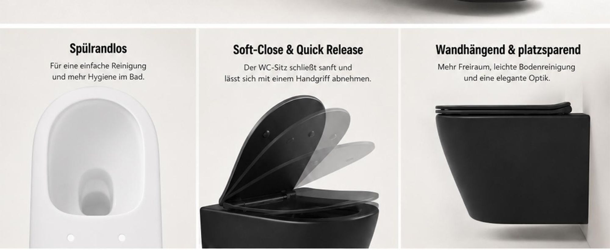 Wand-WC Set Nakia Tiefspüler ohne Spülrand kurz weiß marmoriert matt mit WC-Sitz 1280783