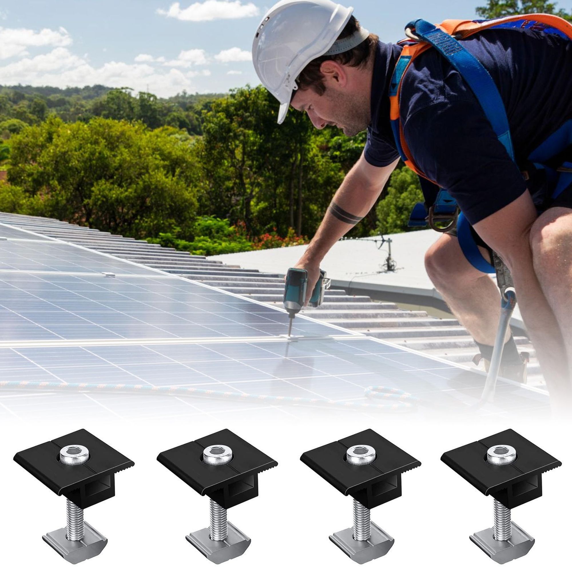 30mm Solarmodule Klemmen PV Befestigung Solarmodul Mittelklemme Halterung Aluminium Befestigung Montage PV Modul