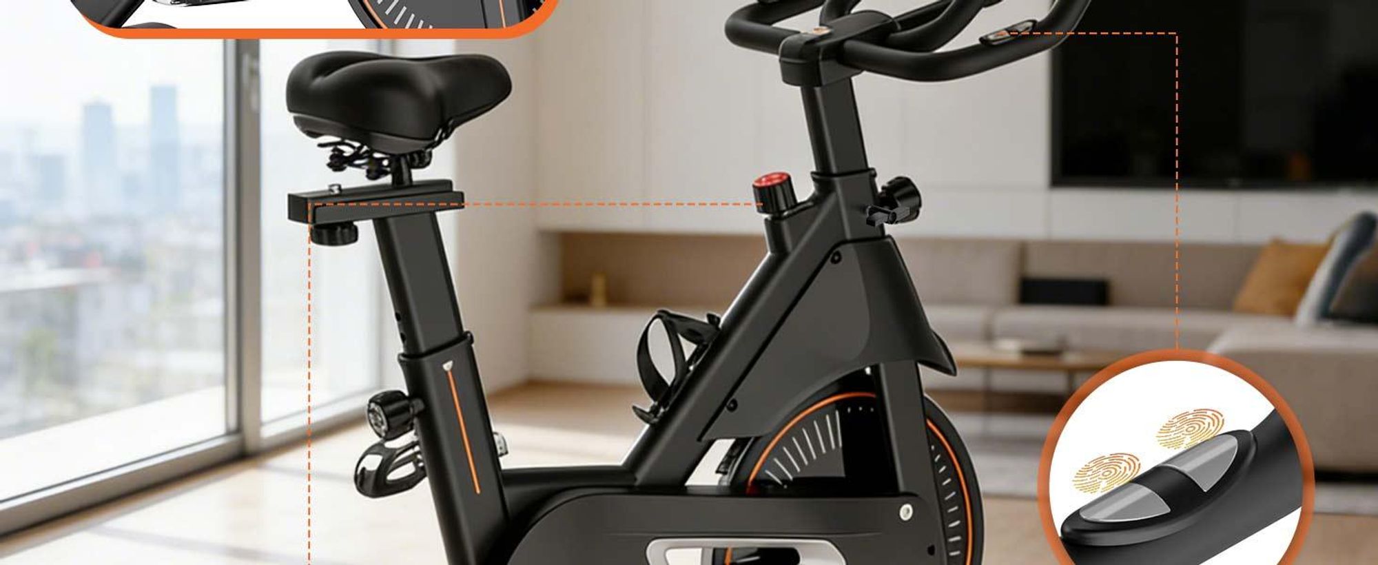 DH FitLife Vélo d’appartement ergomètre magnétique, silencieux, capteur de pouls, compatible avec apps, moniteur et nouveau guidon