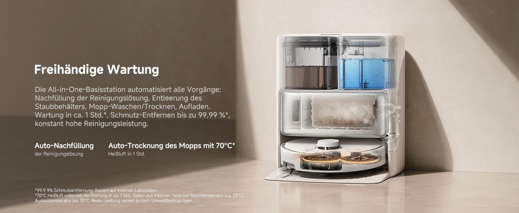 MOVA P70 Pro Ultra Saug- und Wischroboter, 30000Pa Saugleistung, LDS-Lasernavigation, RGB KI-Hinderniserkennung, Selbstreinigungsstation