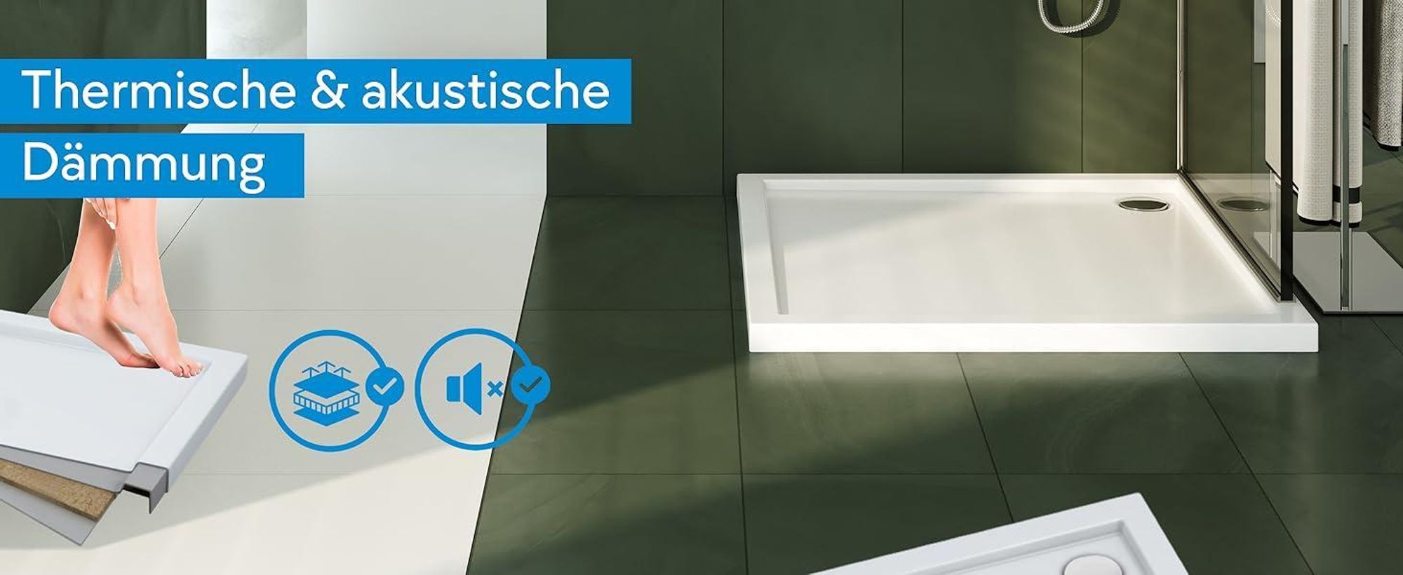 AQUABAD® Duschwanne Basic Smooth White 90x90cm Quadrat