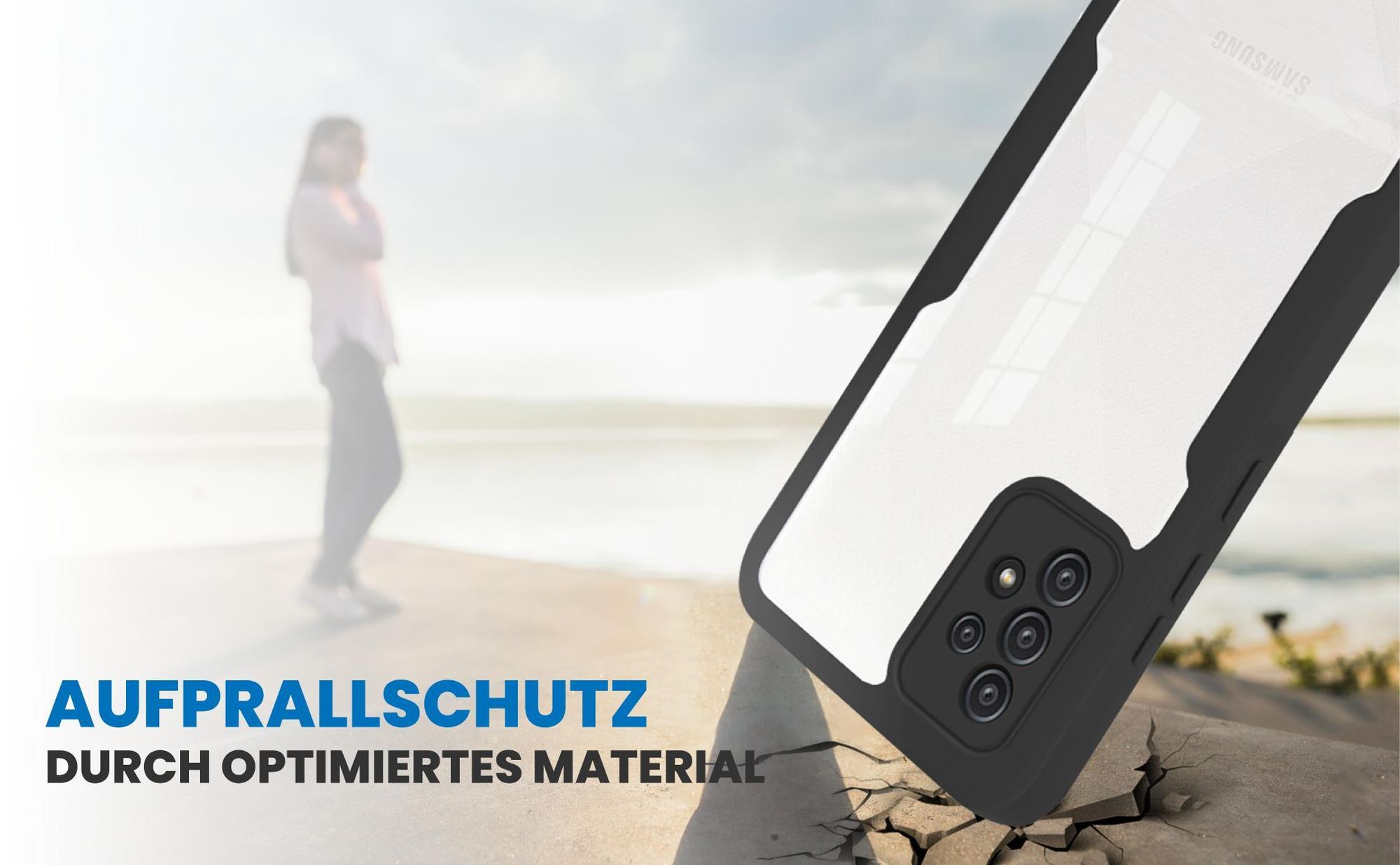Schwarzes Front Back Cover für Samsung Galaxy A23 5G mit Aufprallschutz