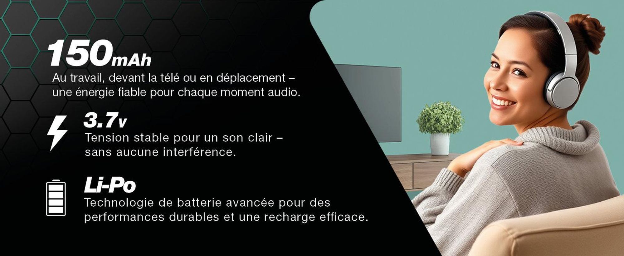 CELLONIC 1x Batterie pour Casque micro Compatible avec Sennheiser RI 840 (Set 840 TV), RR 4200 (RS 4200 II), RR 4200, BA 300 - (150mAh, 3.7V)