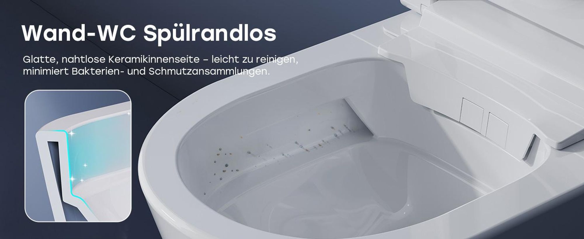 HOROW Intelligente Dusch-WC, Smart WC mit UV-Sterilisation Selbstreinigende Düse, mit beheiztes Bidet, Warme Lufttrocknung, Nachtlicht