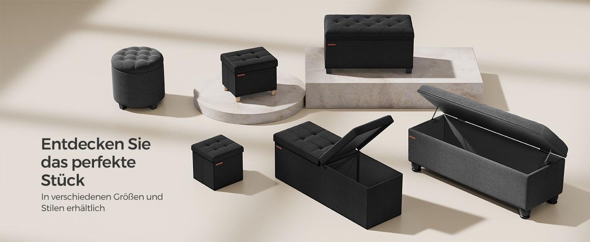 SONGMICS 30 cm Sitzbank mit Stauraum, klappbare Sitztruhe, Aufbewahrungsbox, Fußbank, basisschwarz