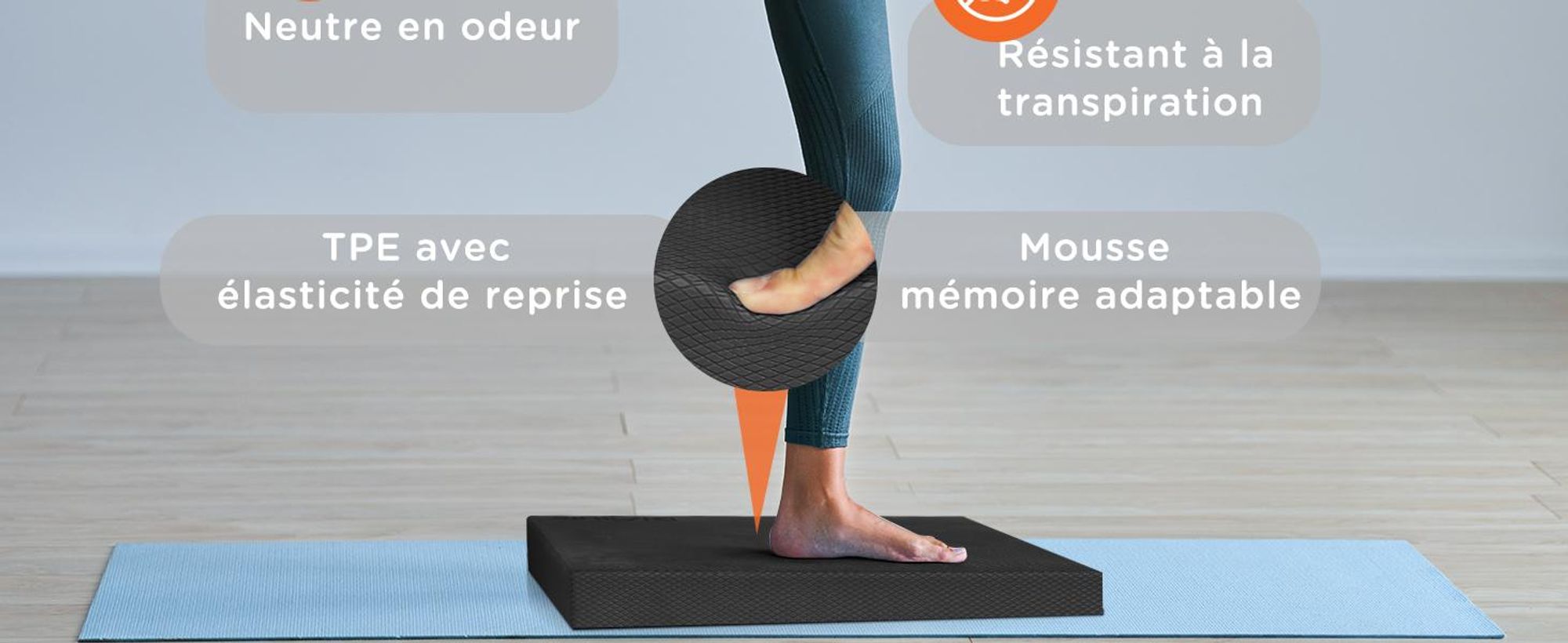 DH FitLife Balance pad XL, coussin d’équilibre fitness, entraînement stabilité et coordination, surface antidérapante, mousse TPE, noir