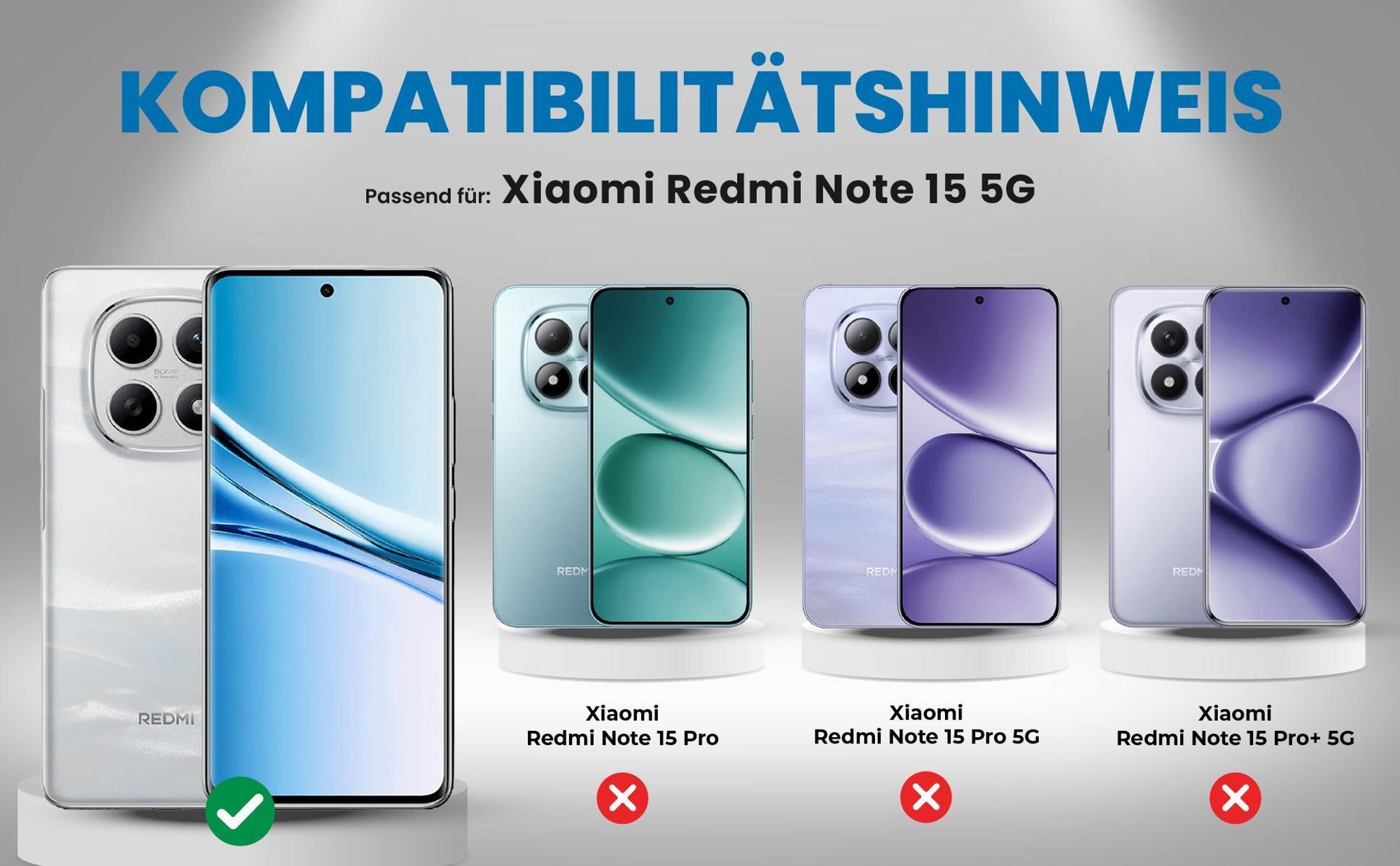 Kompatibilitätshinweise Hülle für Xiaomi Redmi Note 15 / 15 5G