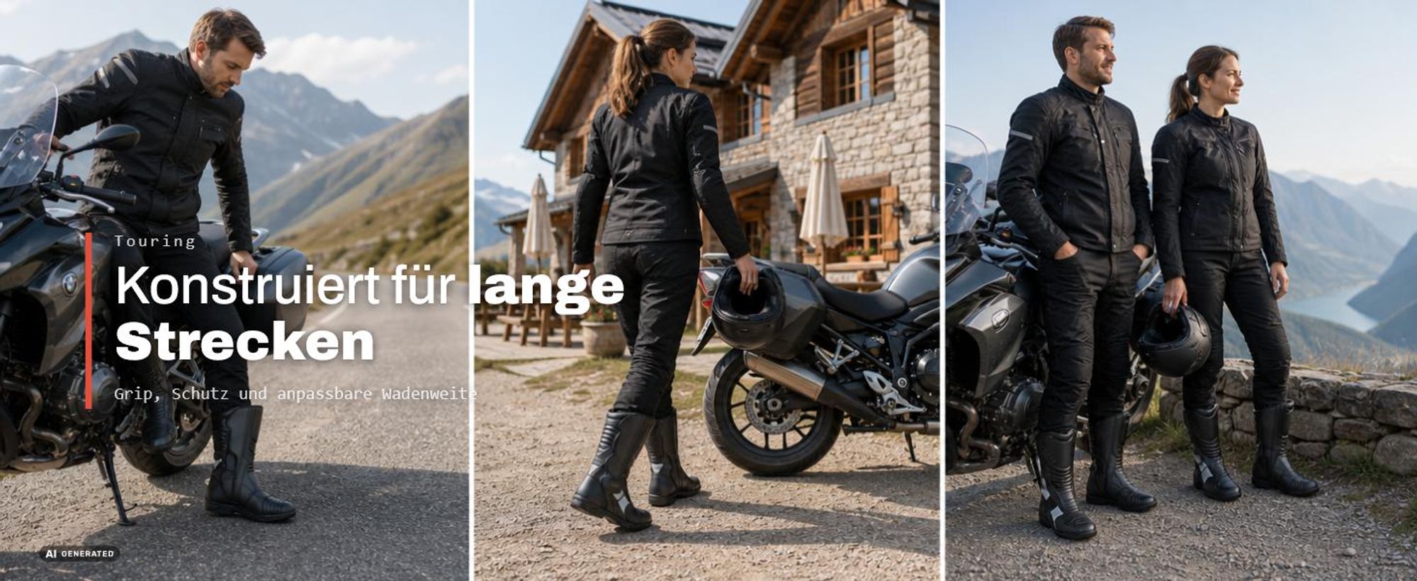 Bogotto Andamos wasserdichte Motorradstiefel, schwarz, 45