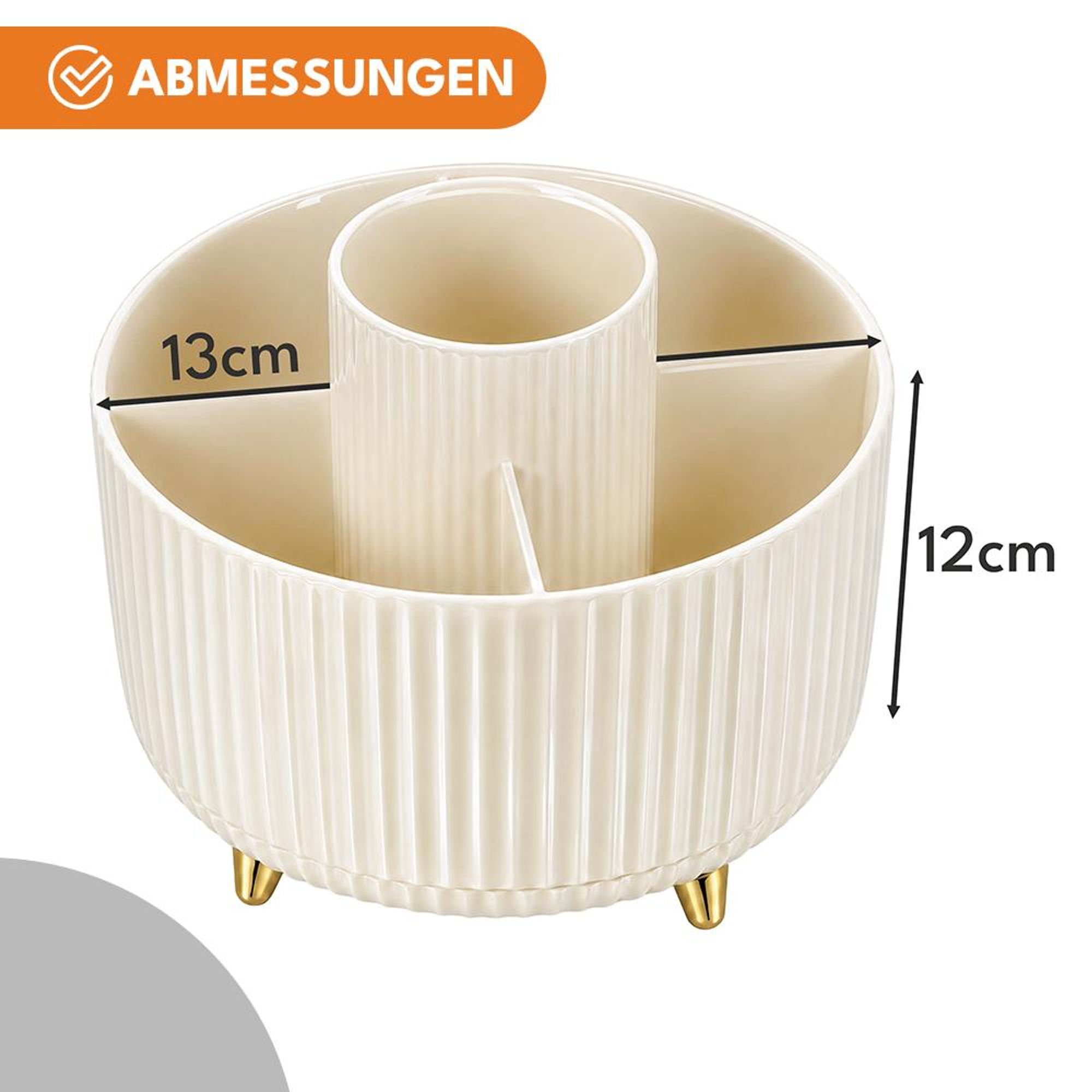 KRUMAD Kosmetik Organizer drehbar 360°, Make-up Organizer mit 5 Fächern, Parfümhalter, Pinselhalter, Kosmetikbox für Bad, Schminktisch und Büro