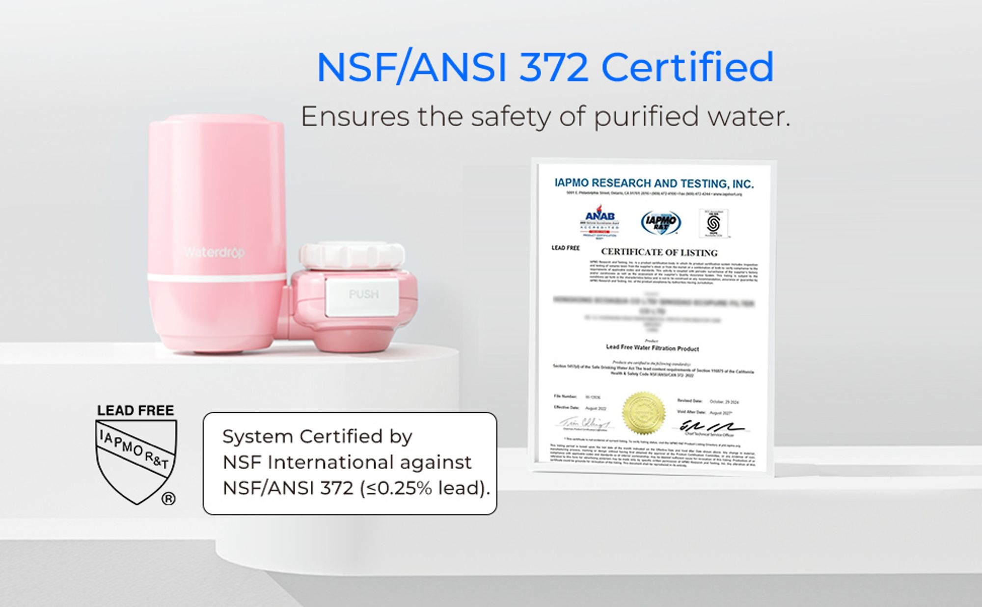 Waterdrop Ultrafiltrationssystem zur Hautpflege, Wasserfilter für den Wasserhahn,WD-FC-02, Passt auf Standardhähne, Rosa (1 Filter)