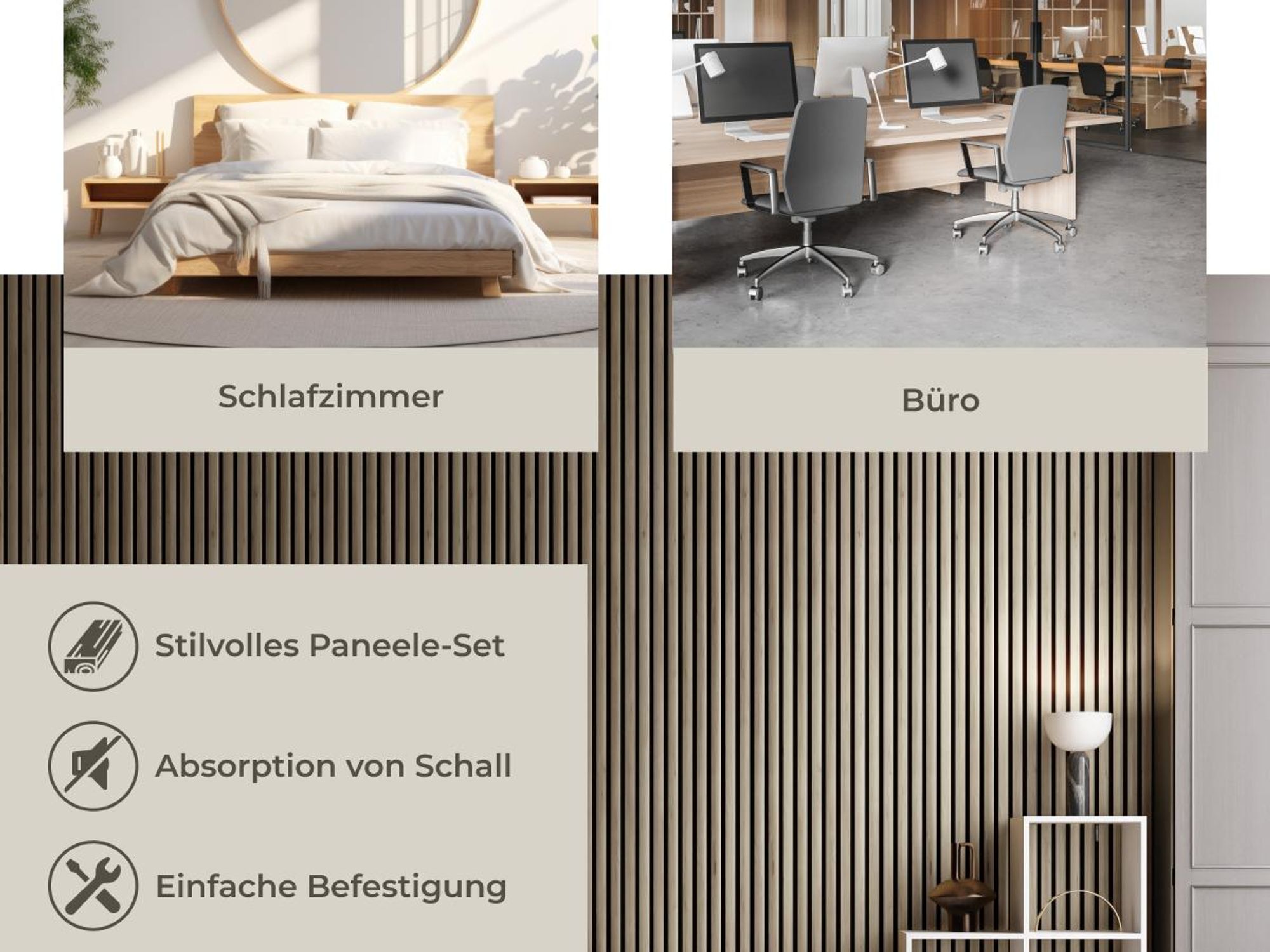 tectake® Akustikpaneele Sonic Wall Holzoptik in Eiche dunkel je 60 x 120 x 2,1 cm, Größe flexibel anpassbar