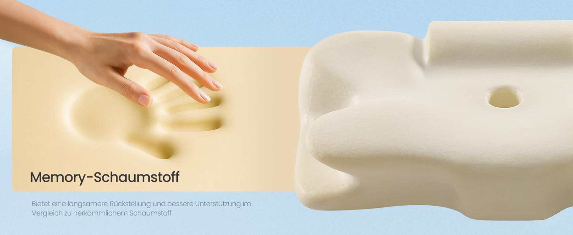 Kopfkissen, ergonomisch, Nackenkissen, höhenverstellbar, Memory Foam für Seitenschläfer, Rückenschläfer & Bauchschläfer