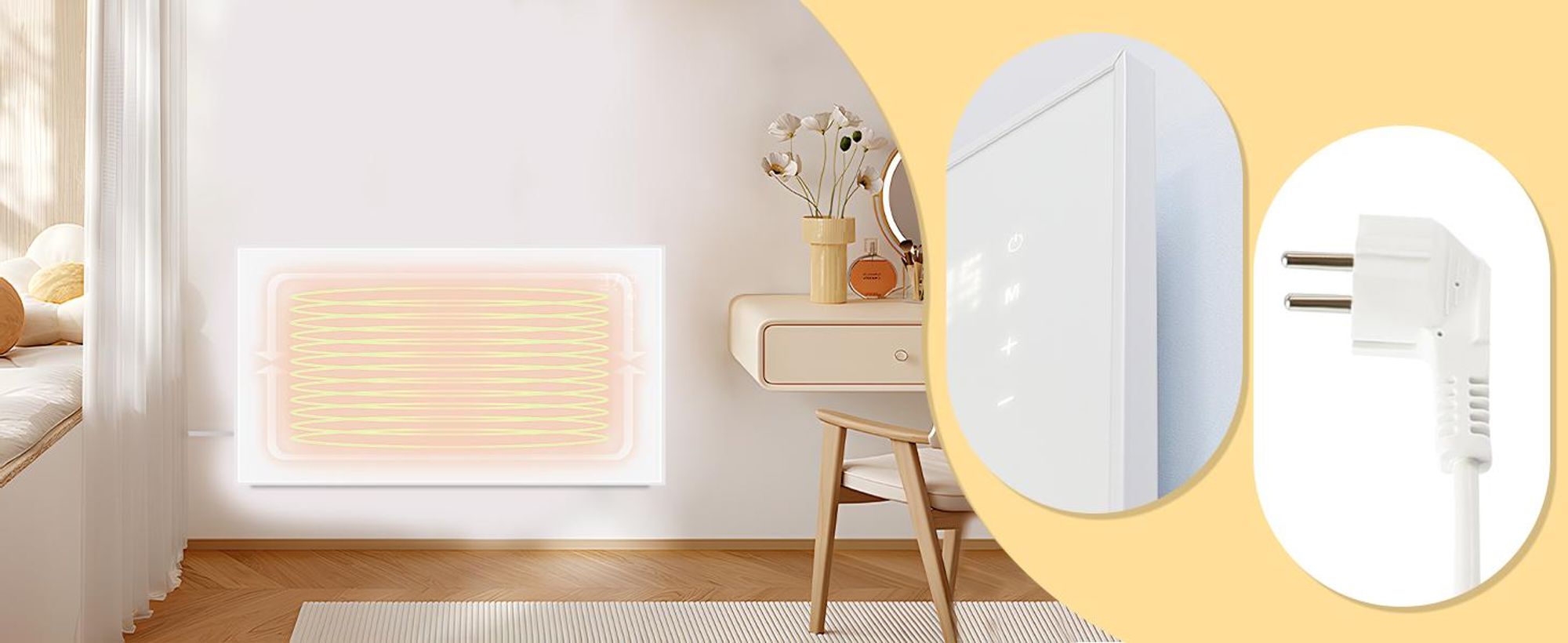 ZMH infračervené topení 450W energeticky úsporný elektrický ohřívač radiátor - infračervené nástěnné topení elektrické topení s dálkovým ovládáním