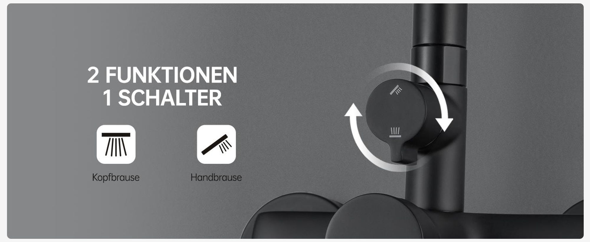 Auralum Regendusche Duschsystem Regenduschset Klassisches Schwarz inkl. Kopfbrause Handbrause Höhenverstellbar Duschset für Bad