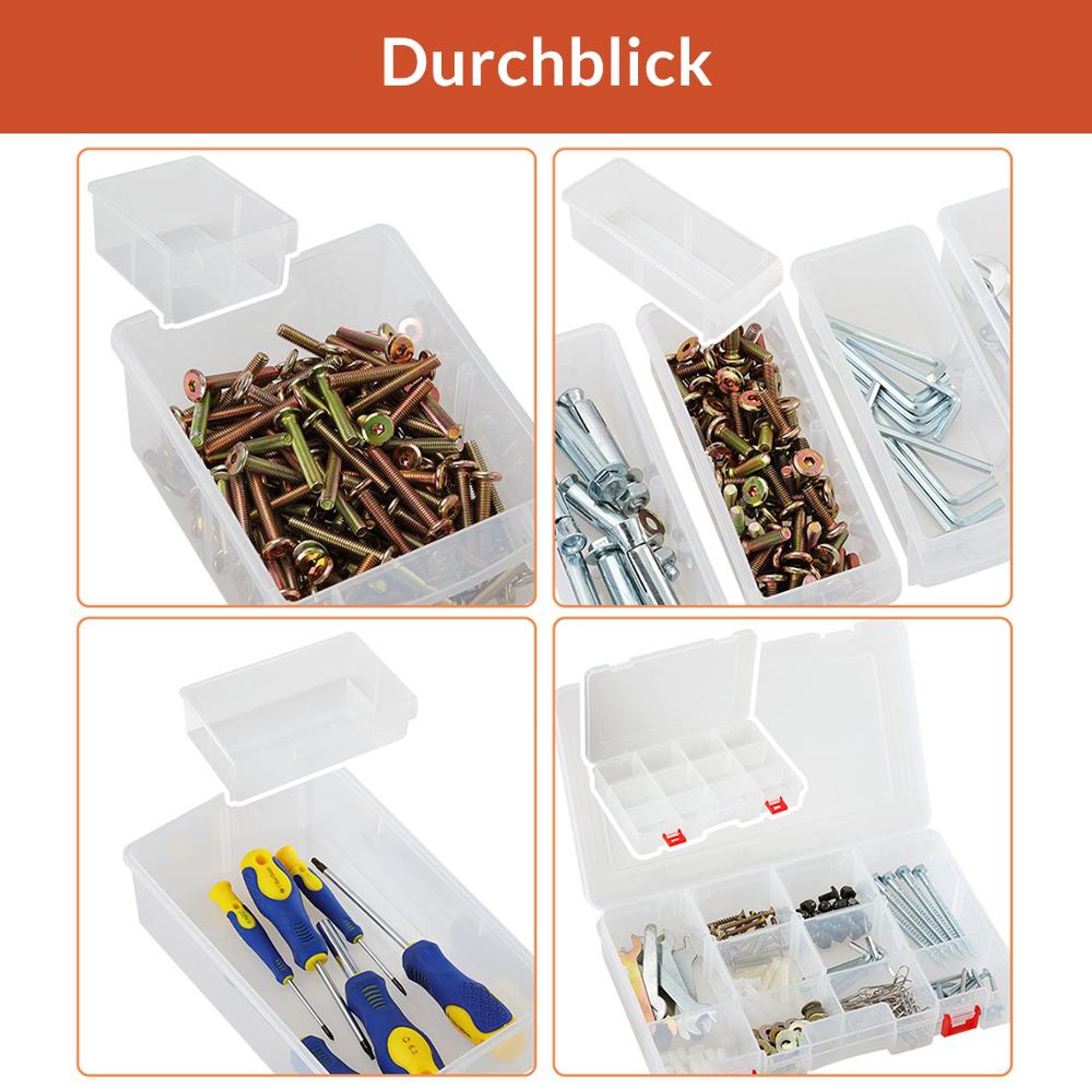 MONZANA® Kleinteilemagazin Sortimentskasten erweiterbar 24 Fächer Sortierbox für Kleinteile Aufbewahrungsbox Werkstatt