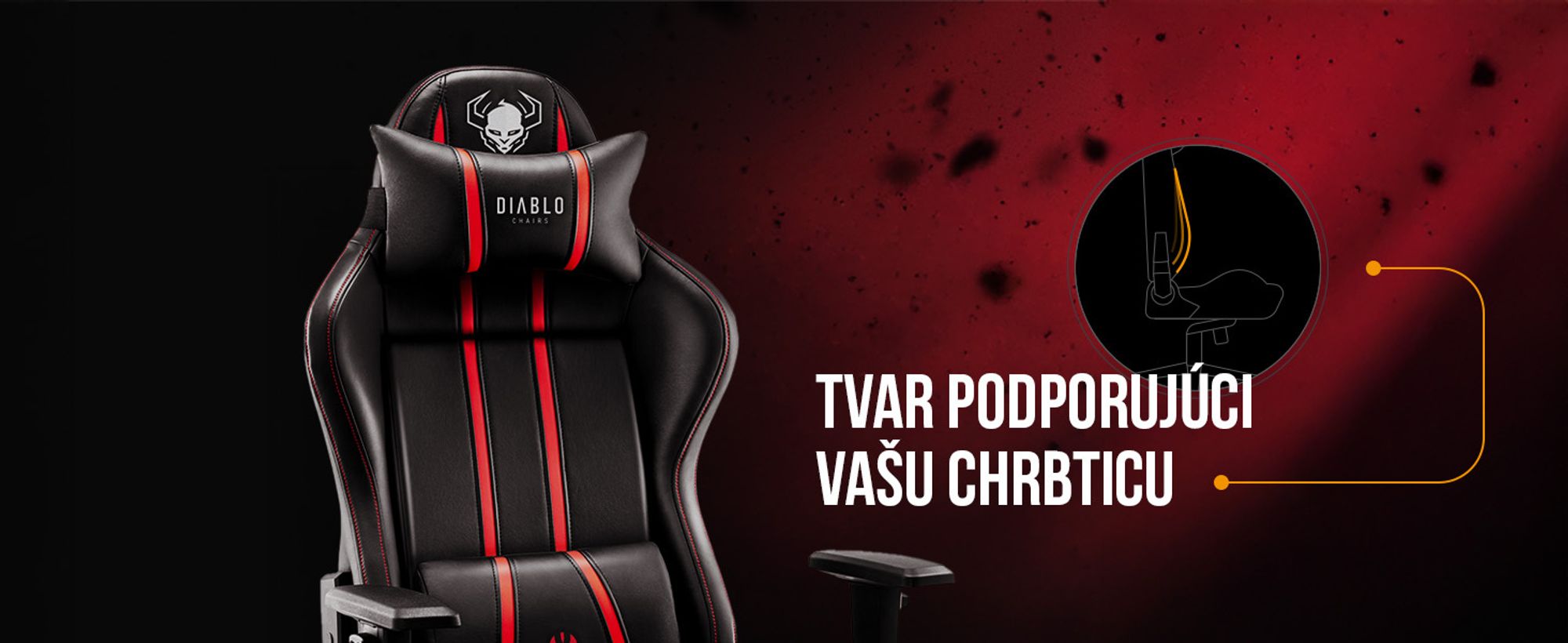 Diablo X-One 2.0 Herné kreslo Kancelárske kreslo Nastaviteľné opierky rúk Ergonomický dizajn Krčný/bederný vankúš King Size Čierno-červené