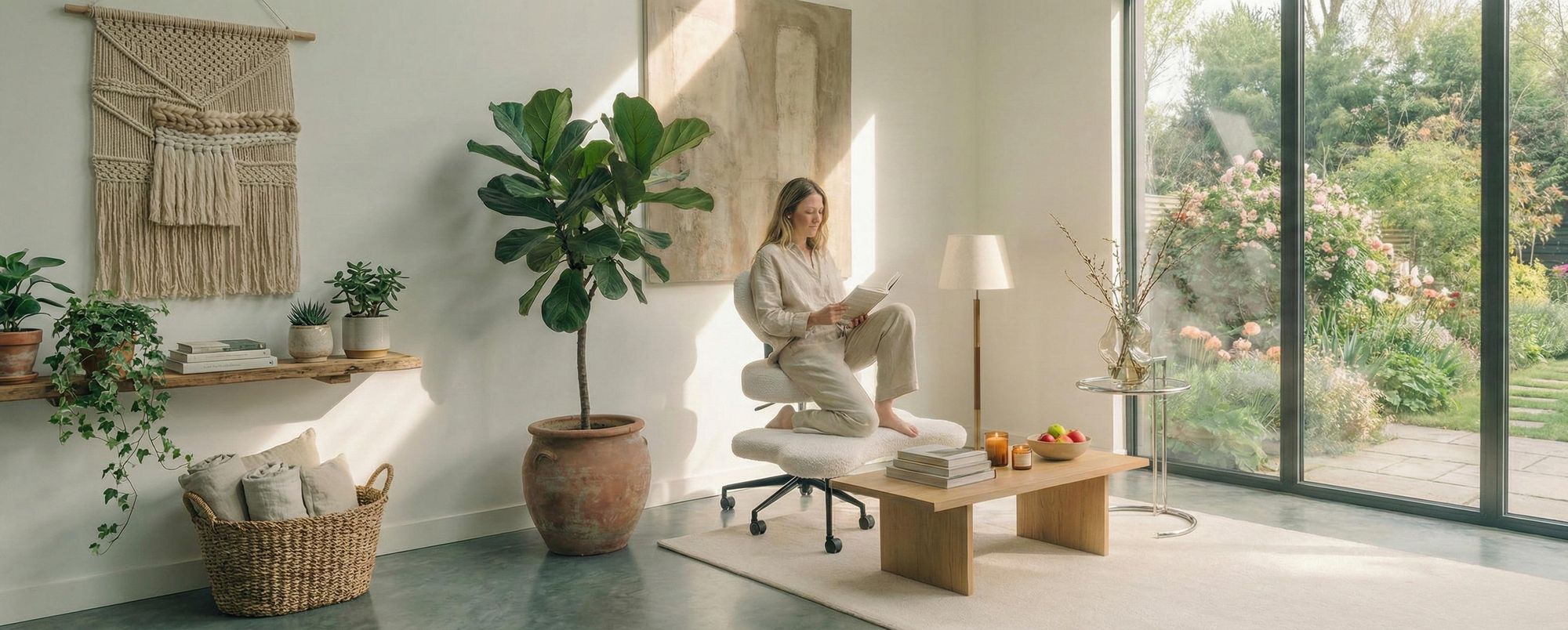 Bürostuhl Ergonomisch, Meditationsstuhl ergonomisch mit Rädern & Lordosenstütze, ADHS-Stuhl, Schreibtischstuhl Computerstuhl Chefsessel, Rosa