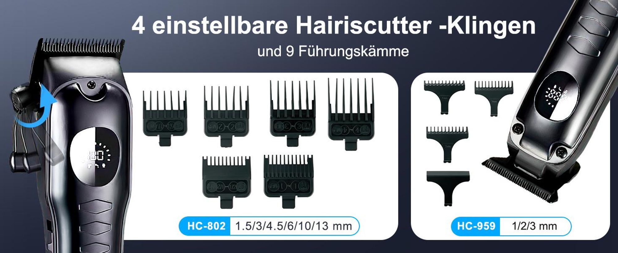 Haarschneider Haarschneidemaschine Profi, Bartschneider, Haarschneider 2 in 1 Set IPX7 Ganzkörper wasserdicht, Schnellladung & Lange Akkulaufzeit