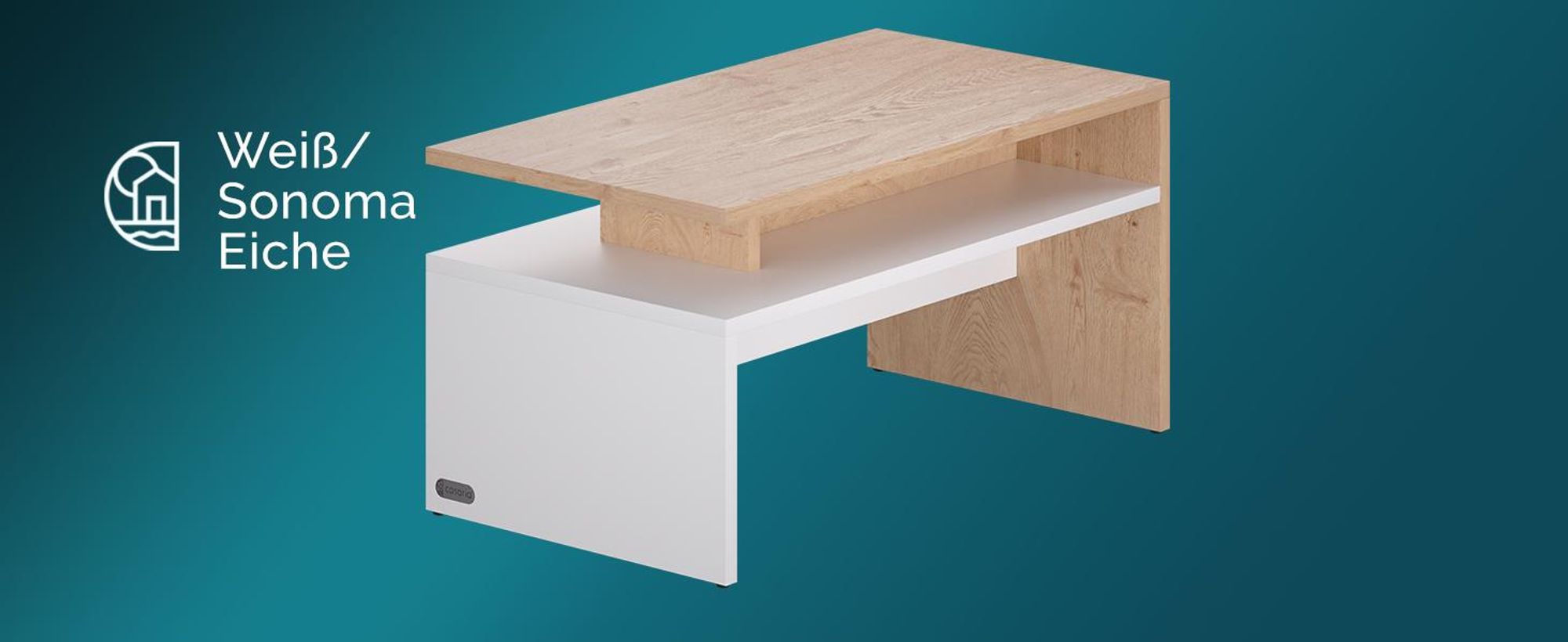 CASARIA Couchtisch mit Stauraum Weiß Anthrazit