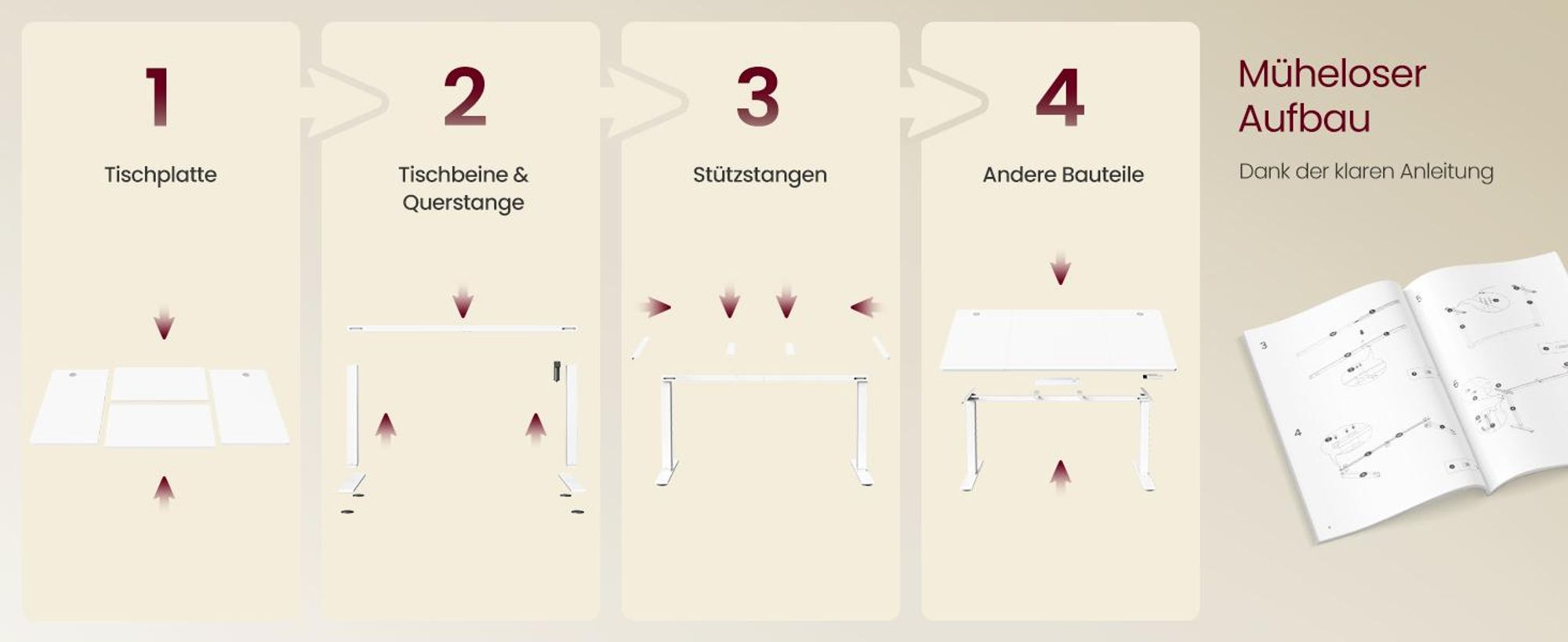 VASAGLE Höhenverstellbarer Schreibtisch, 160 cm, USB-C-Anschluss, Ablage für Steckdosenleiste, Erinnerung bei langem Sitzen, 3 Speichertasten