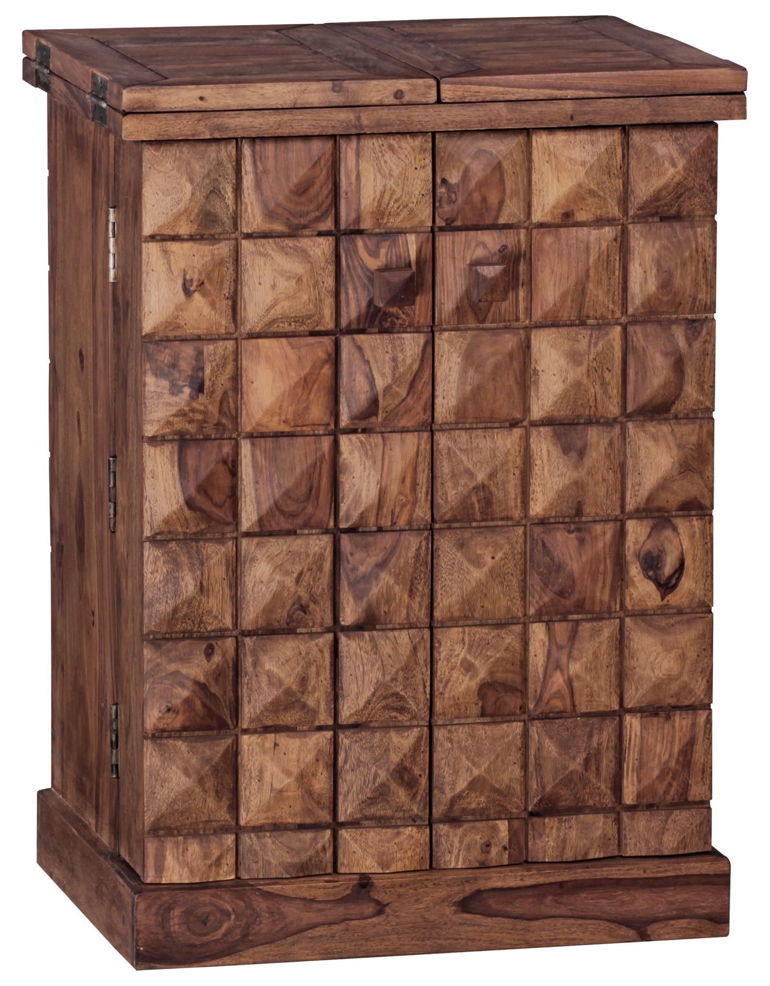 Barschrank aus Sheesham – Hausbar mit Platz für ca. 12 Flaschen und vielen Gläsern
