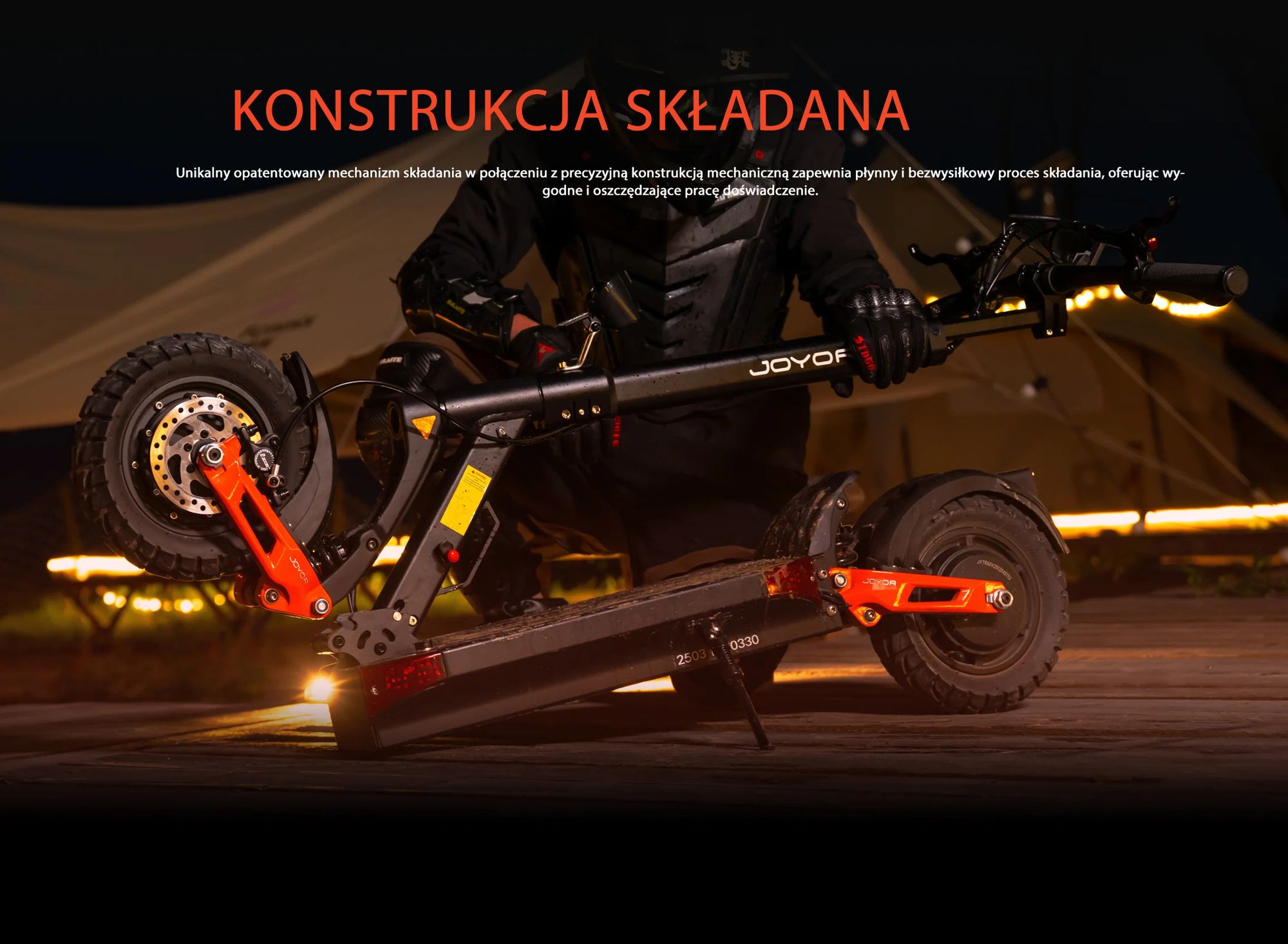 JOYOR T10 Składana Hulajnoga Elektryczna - Silnik 2x1000W Baterią 60V18AH 10-calowe Opony Hamulce tarczowe hydrauliczne - Czarny