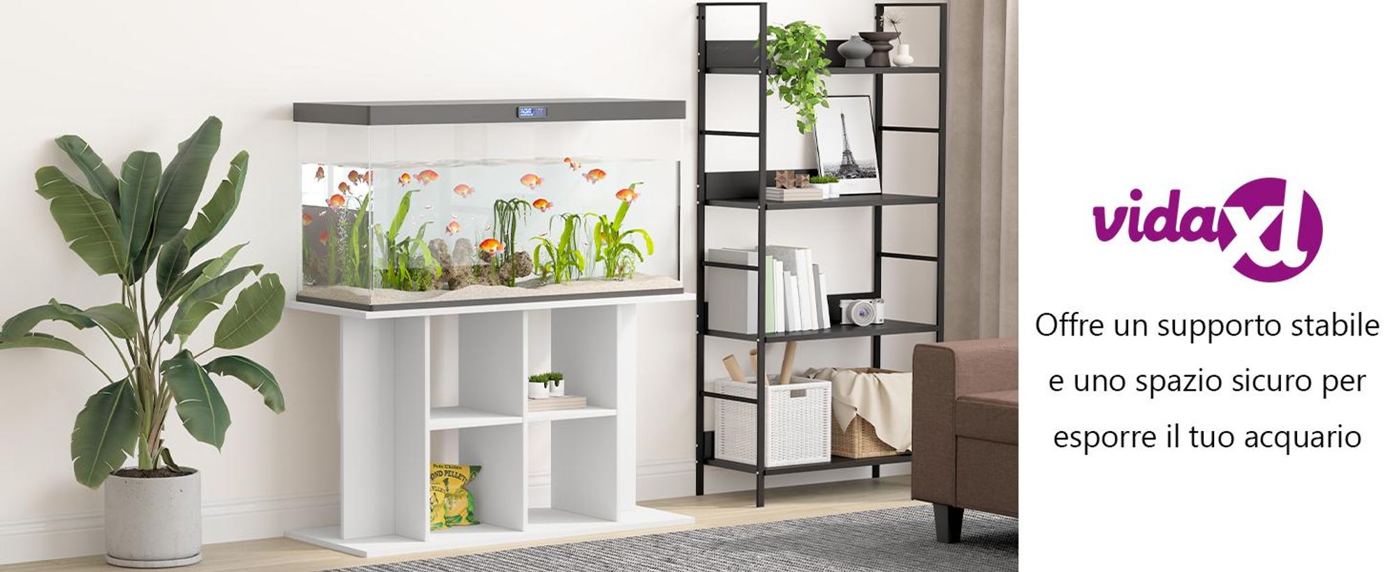 vidaXL Supporto per acquario Bianco 100x40x60 cm Materiale a base di legno
