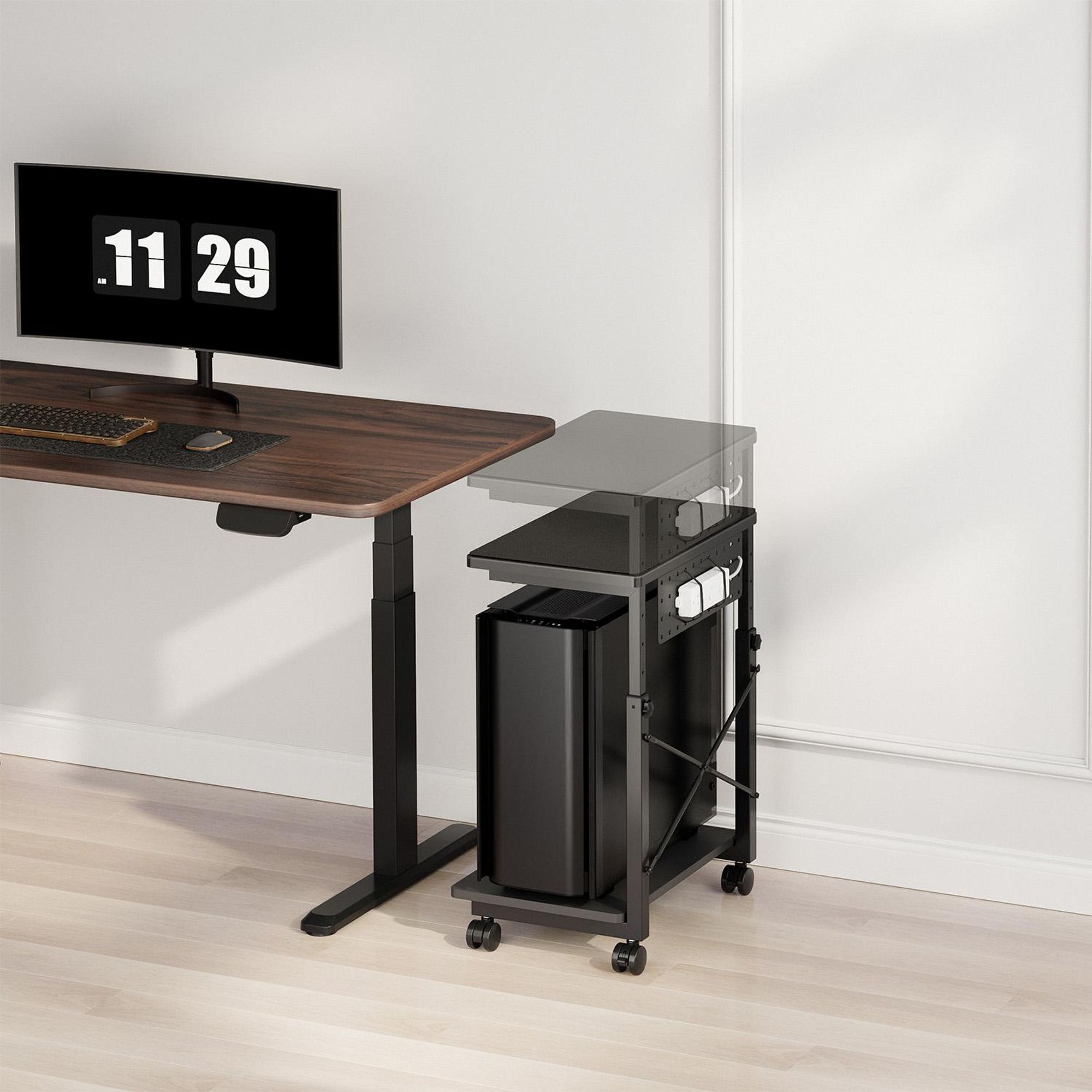 CPU Computerwagen mit Regal, 80kg max, höhenverstellbar 550850mm, NanoRS RS430