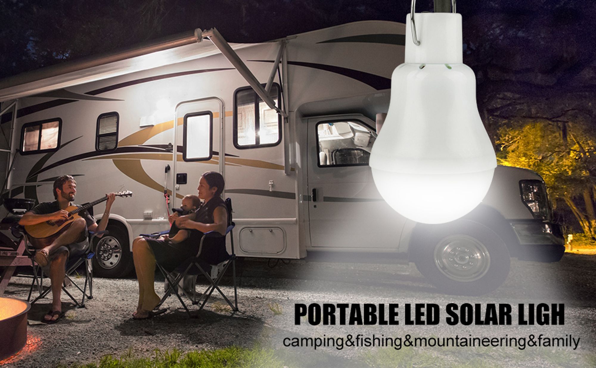 2er LED Solar Glühbirne,Solarleuchten für den Außengebrauch, Solarlaterne, Campinglampe, Solarlampe mit Solarpanel,Sonnenbeleuchtung für Außen