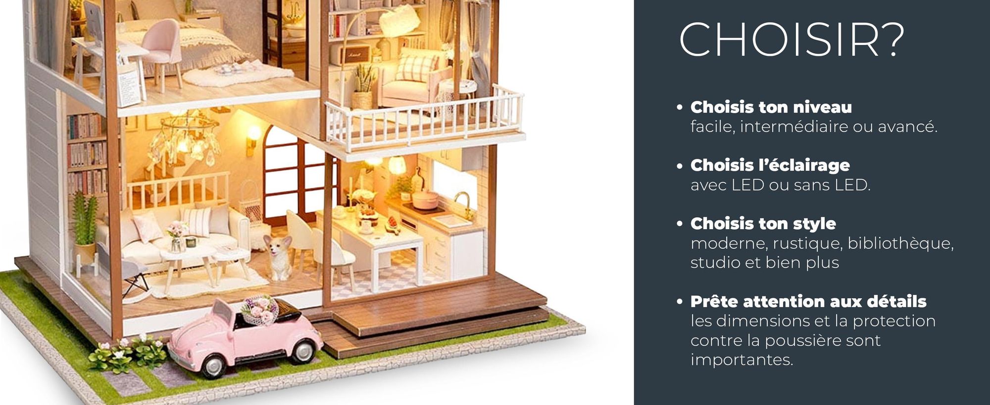 Maison Miniature, Habarri, Maison de Poupées, DIY, Maison en Bois, Cadeau pour Enfants