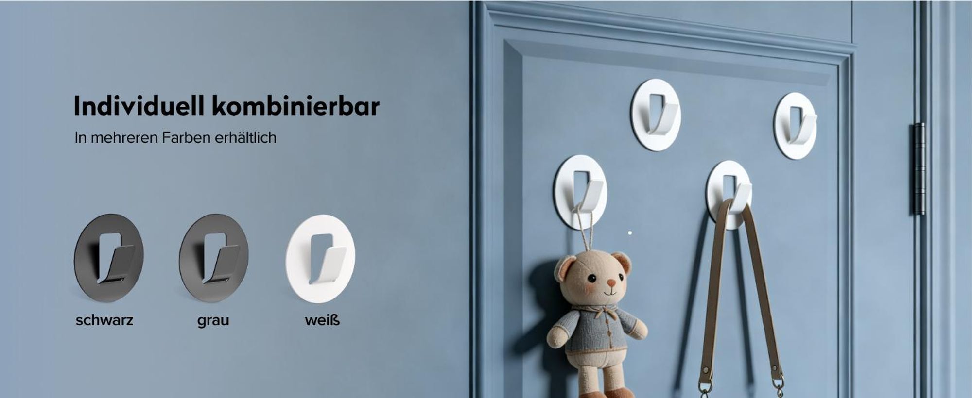 doporro Klebehaken extra stark aus Aluminium, Haken selbstklebend, Handtuchhalter ohne Bohren, Wandhaken selbstklebend, 4 Stück, Weiß, Stalo-16