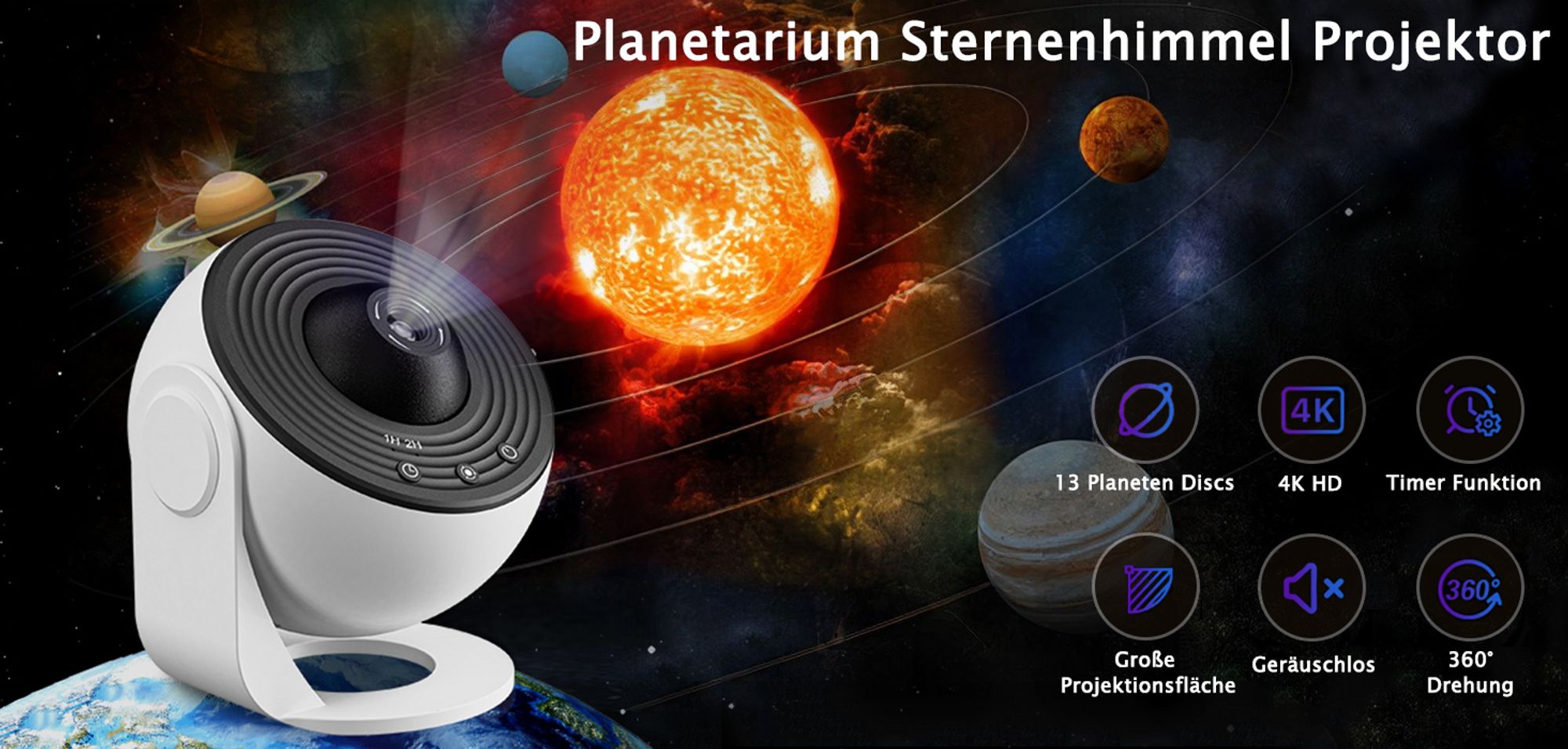 Sternenhimmel Projektor Planetarium Projektorlampe mit 13 Planeten Discs Galaxis Lampe für Kinderzimmer Schlafzimmer Geschenk