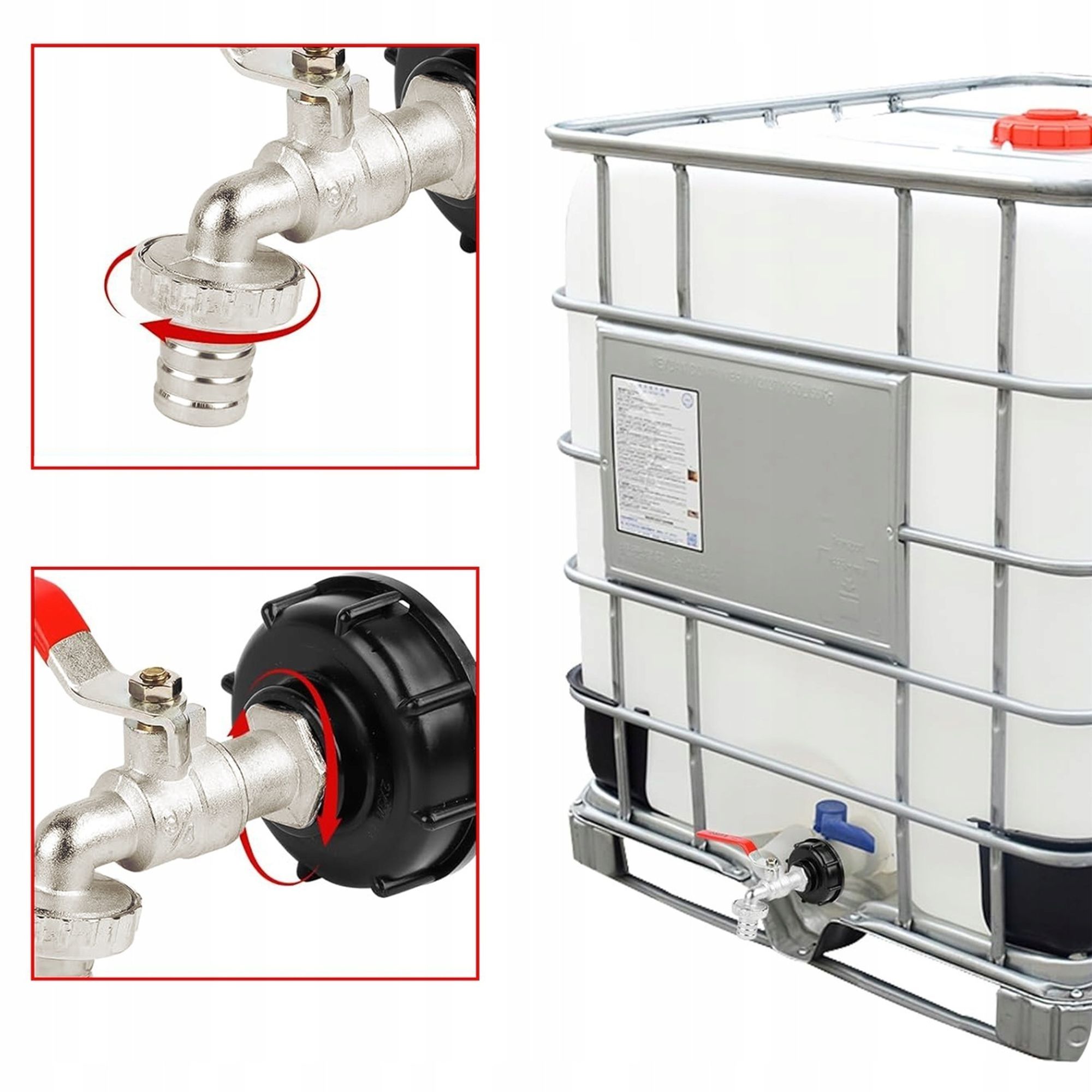KRUMAD Kugelhahn 3/4 Zoll Wasserhahn für Garten und Außenbereich IBC Zapfventil S60x6 Frostsicher und Korrosionsbeständi
