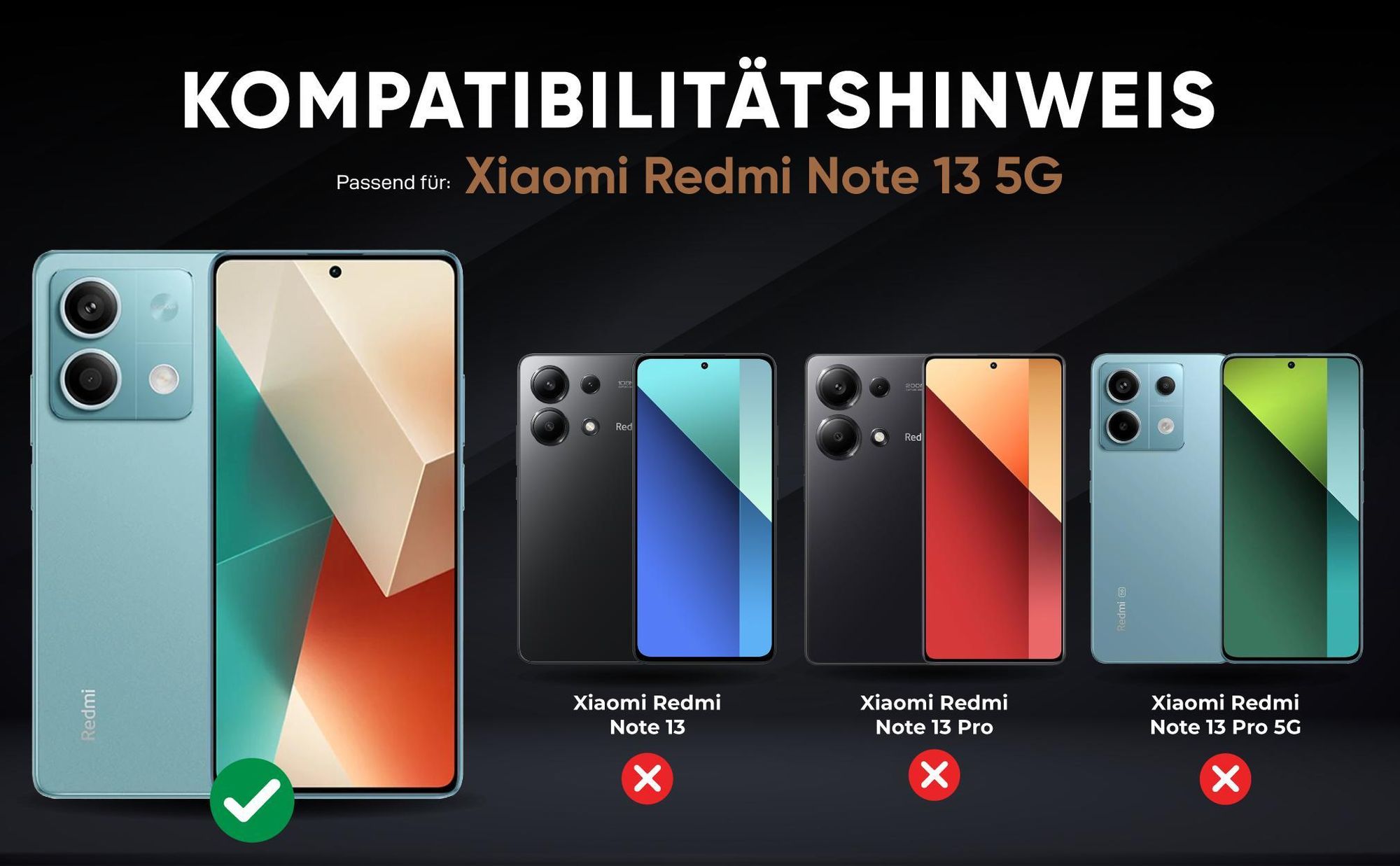 Kompatibilitätshinweise Hülle für Xiaomi Redmi Note 13 5G