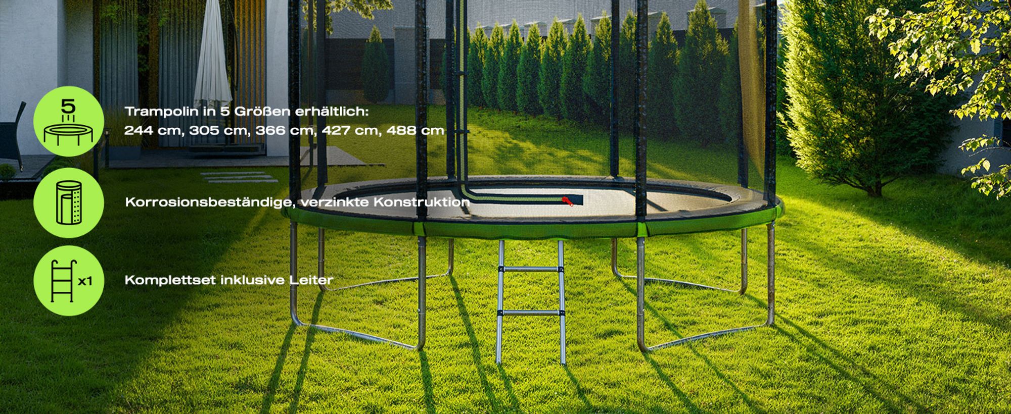 Trampolin Outdoor Gartentrampolin 305cm 10FT Hop-Sport