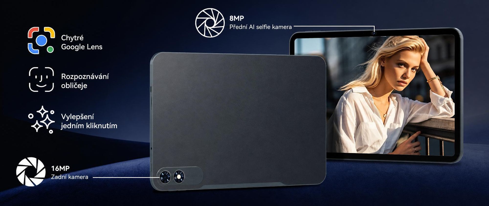 T60Pro, 13,4palcový tablet s Androidem 16, 24 GB (8 + 16) + 256 GB / 2 TB (podpora karty TF), baterie 10000 mAh, 2K displej InCell / 120 Hz / 5G WiFi, včetně pouzdra, myši, klávesnice a kabelových sluchátek