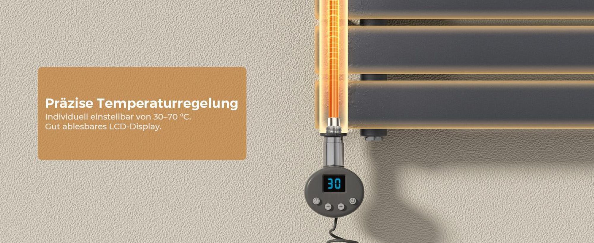 S'AFIELINA 1599x500mm Handtuchheizkörper Elektrisch, Badheizkörper Elektrisch mit Thermostat, WiFi,programmierbarem Timer,LCD-Anzeige,1000 W,Anthrazit