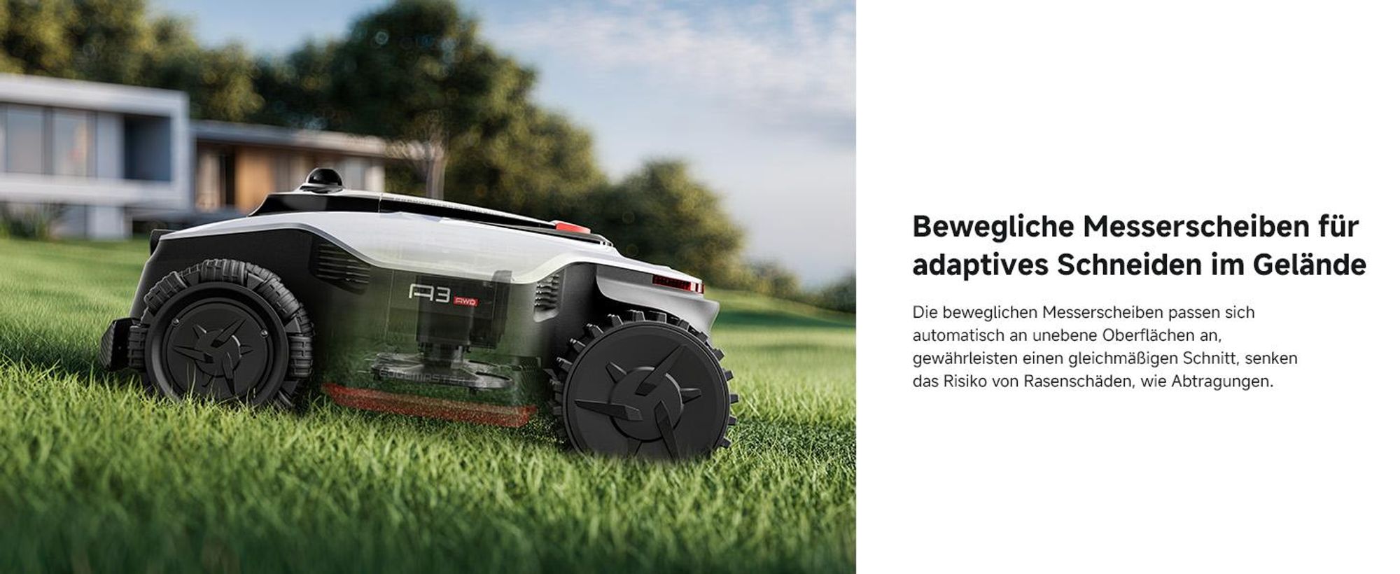 DREAME A3 AWD Pro-3500 Mähroboter,OmniSense 3.0,360° 3D LiDAR,KI binokulare Sicht＆automatische Kartierung, Allradantrieb mit Nabenmotoren,3500㎡,38,7°