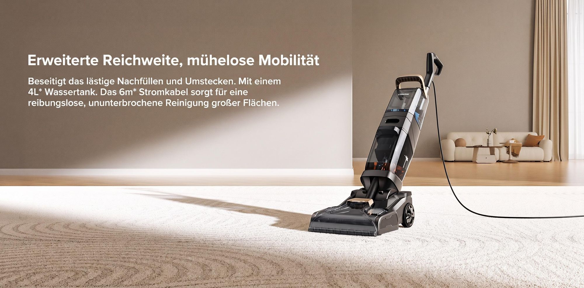 Lubluelu X3 Teppichreinigungsgerät 19kPa 1200W Waschsauger mit Schlauchaufsatz, Dual-Tanksystem, Polsterreiniger für Sofa, Teppiche & Autositze