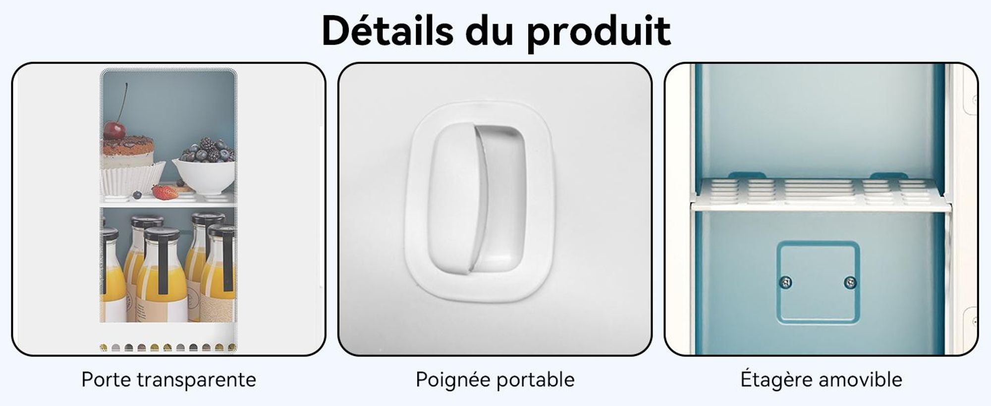 Réfrigérateur portable Puluomis de 8 litres, avec fonction de refroidissement et de chauffage, de 5°C à 60°C, fenêtre transparente, compatible 220-240V/12V, fonctionnement silencieux (≤30dB), idéal pour les cosmétiques et les boissons