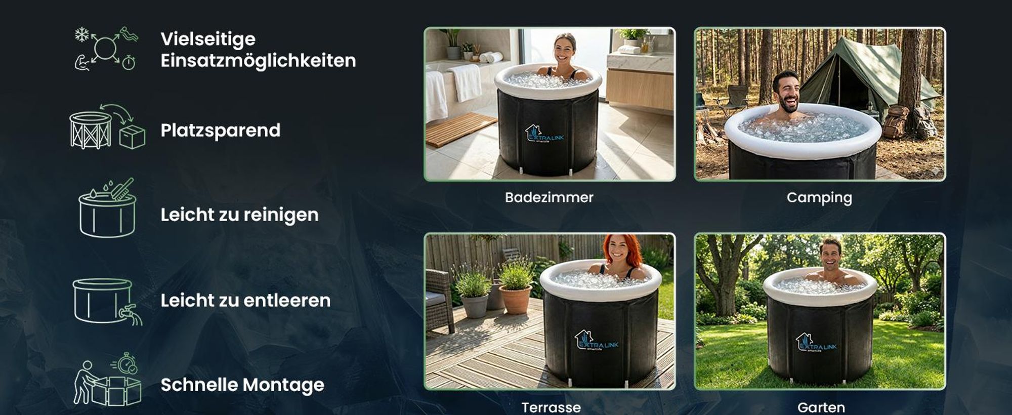 Extralink Eisbad XL 400L Eisbadewanne mit Deckel