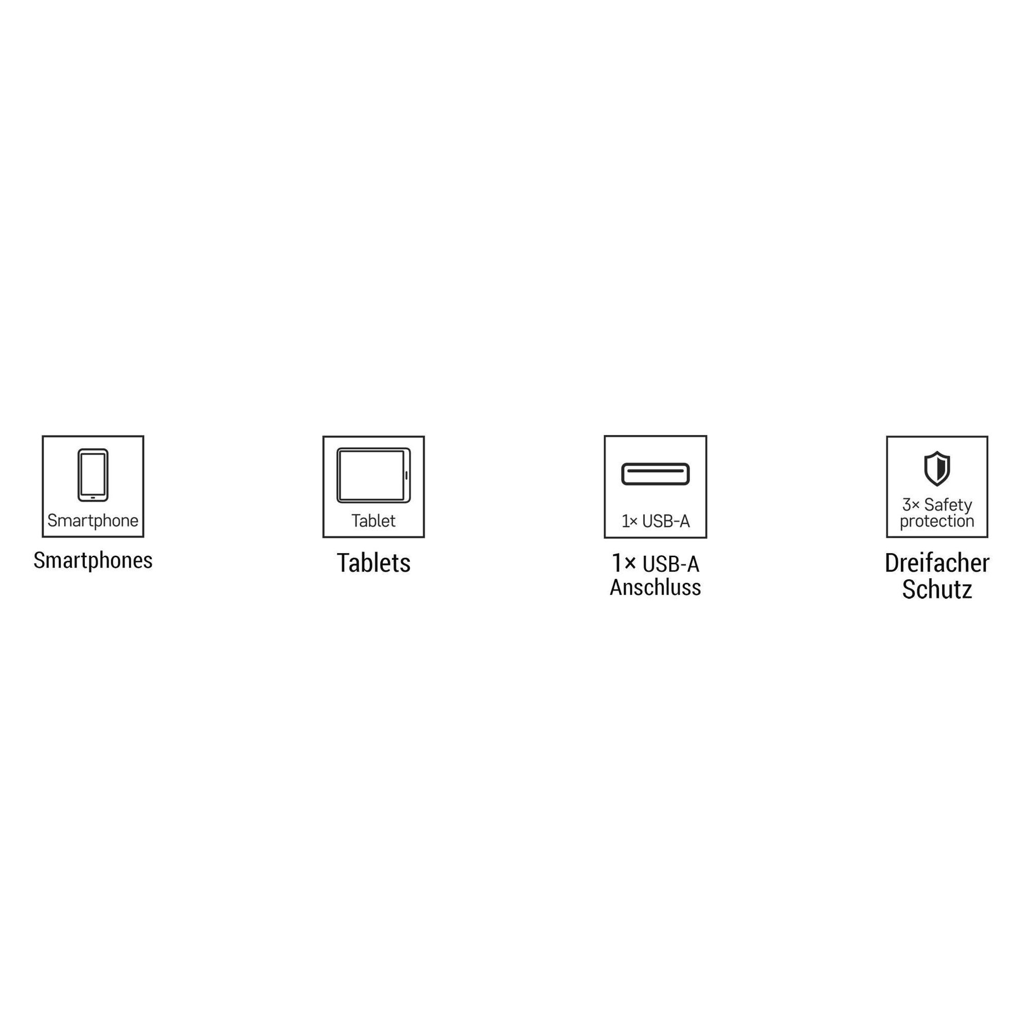 EMOS USB-A Ladegerät 10 Watt, USB Netzteil ohne Kabel, Euro-Adapter USB-A-Typ, für Smartphone, iPhone, aufladbare Geräte, 5 V / 2 A, Weiß, V01B10