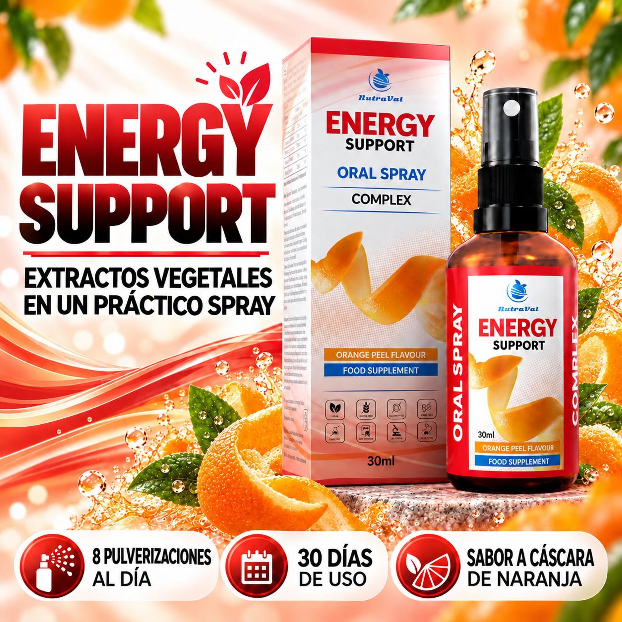 Spray Energía Adaptógeno | Cordyceps, Ginseng, Rodiola & Schisandra | Contra el Cansancio y para Más Energía | Vegano, 30 ml - BEST BEFORE 10/2026