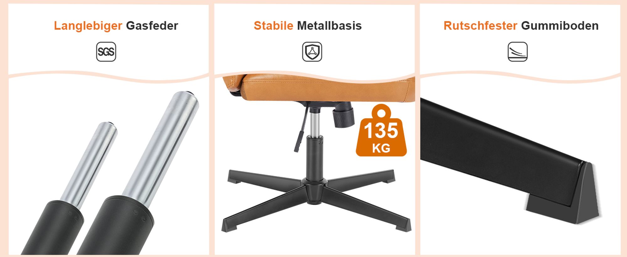 Sweetcrispy Bürostuhl Ohne Armlehne drehstuhl,Atmungsaktives und Bequemes Netzgewebe Criss Cross Chair, Verbreitertem  schneidersitz bürostuhl(Braun)