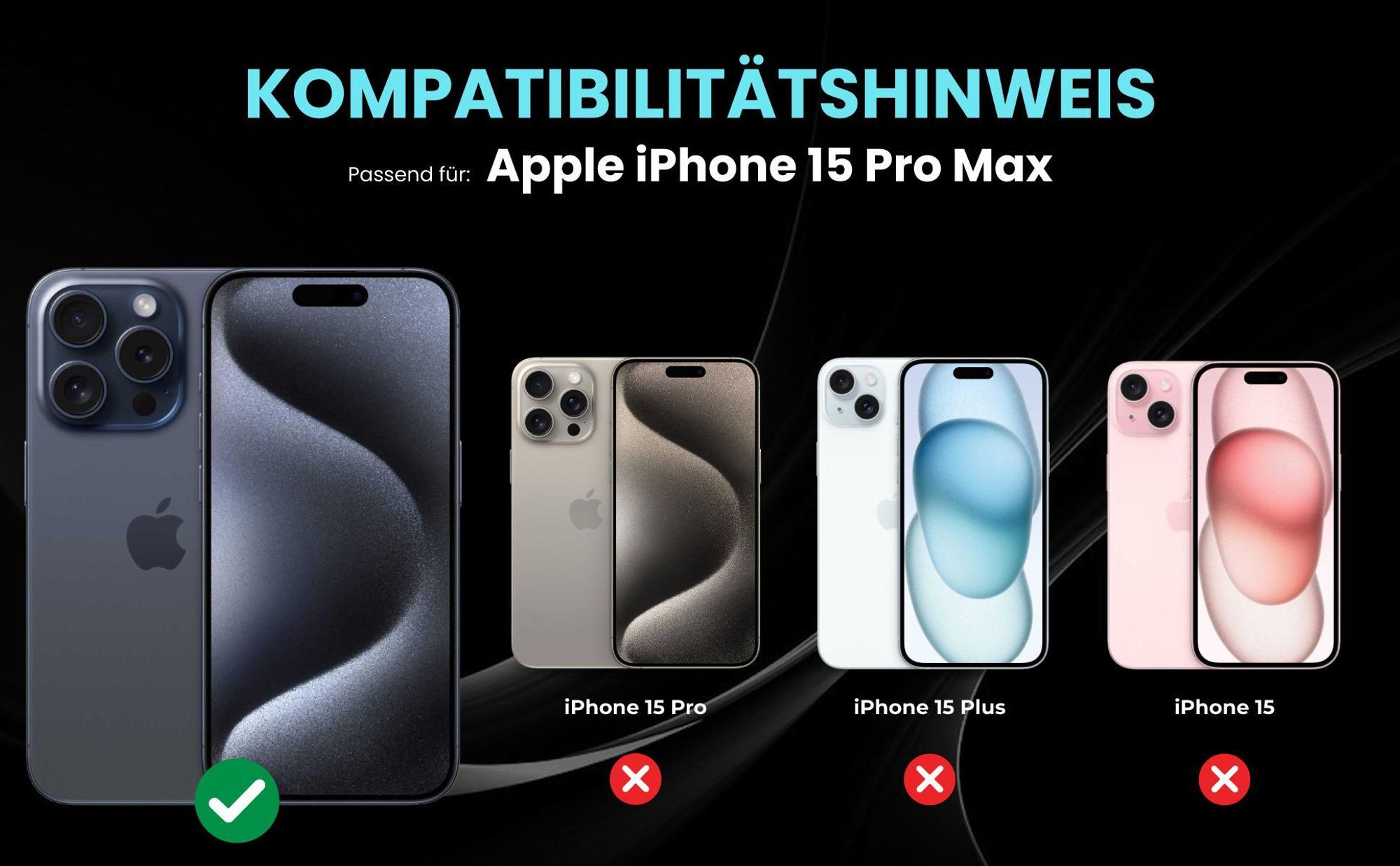 Kompatibilitätshinweise Hülle für Apple iPhone 15 Pro Max